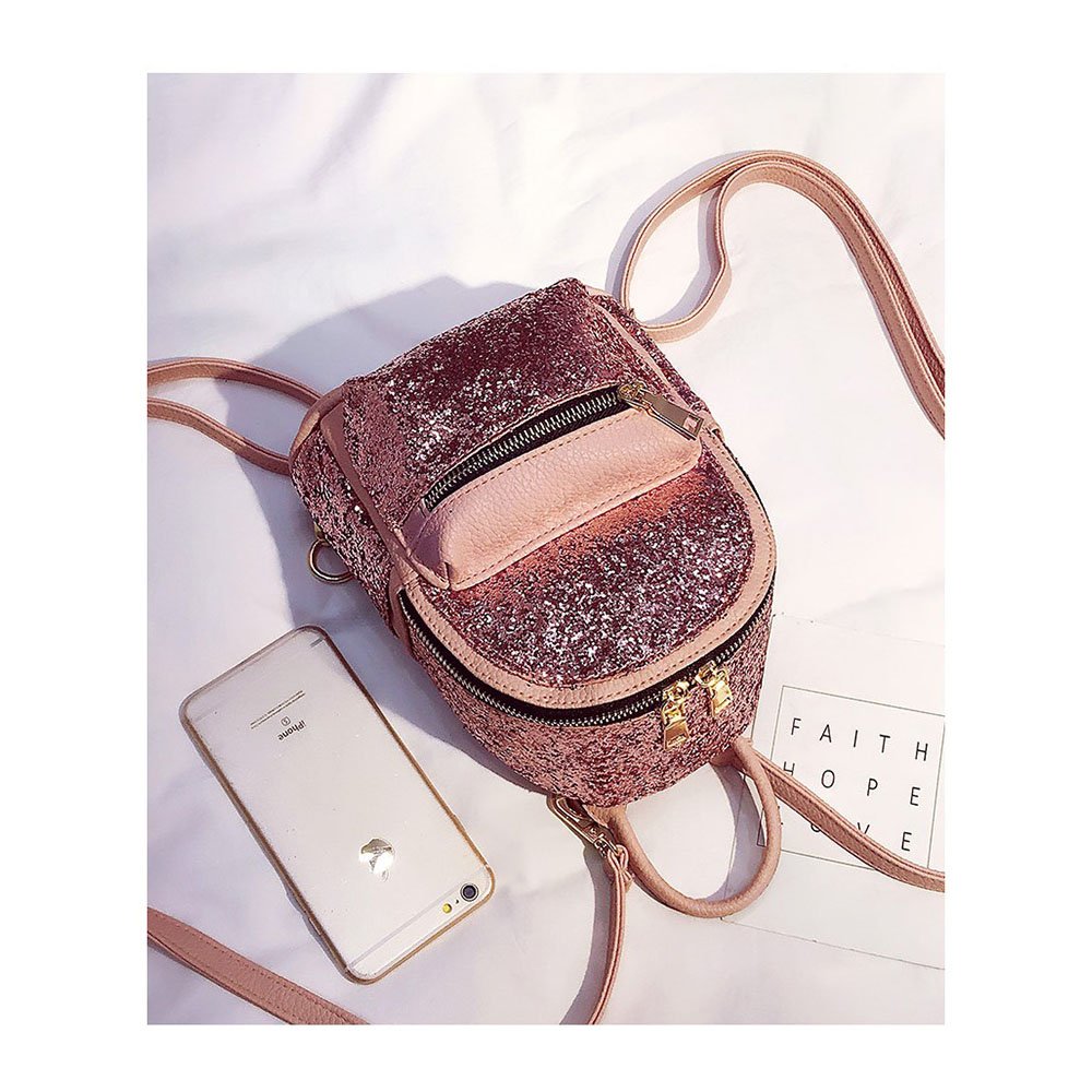 IHAYNER Women's Cute Sequin Mini Backpack - Leather Crossbody Purse for Women, Pink | Perfect for Parties, Travel & Everyday Use