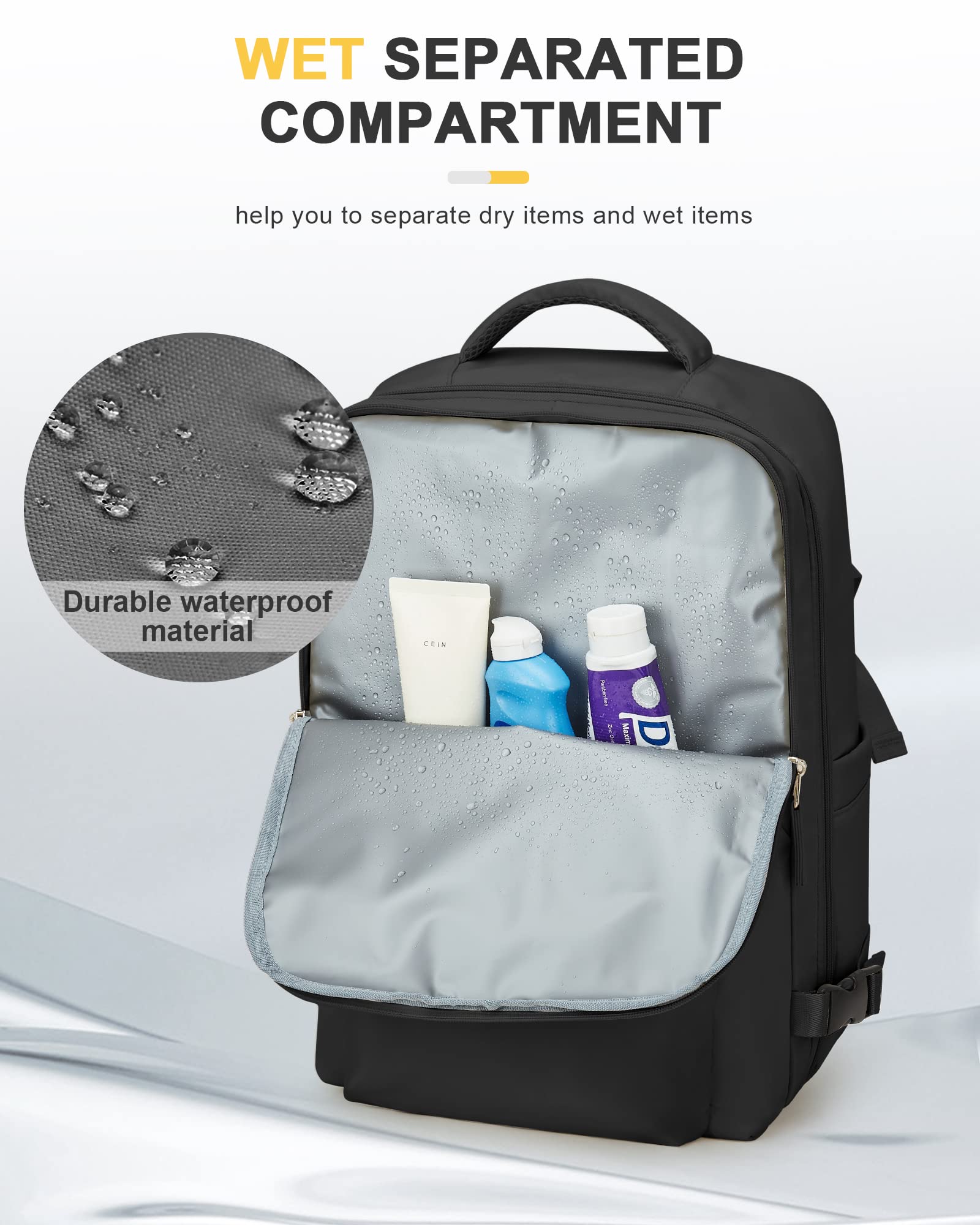 TSA Approved Underseat Carry-On Backpack for Women - 14 Inch Laptop Travel Backpack, Airplane Personal Item Cabin Bag for Business & Casual Work (J3-Black) | Perfect for Business Trips, Commuting & Weekend Getaways