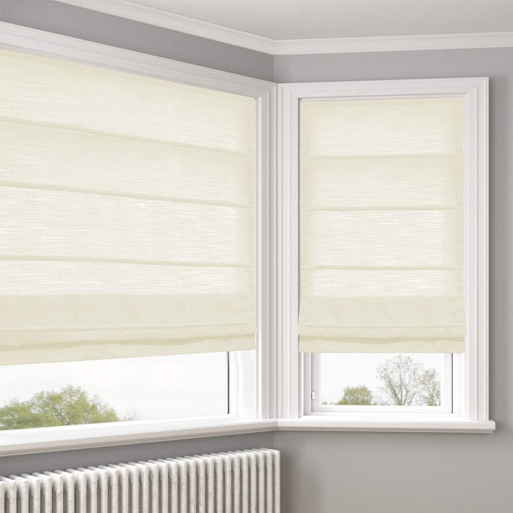 LANTIME Custom Roman Shades - Blackout Ivory Fabric Window Blinds for Doors & Windows, Elegant Made-to-Order Design for Living Room, Bedroom & Office Privacy