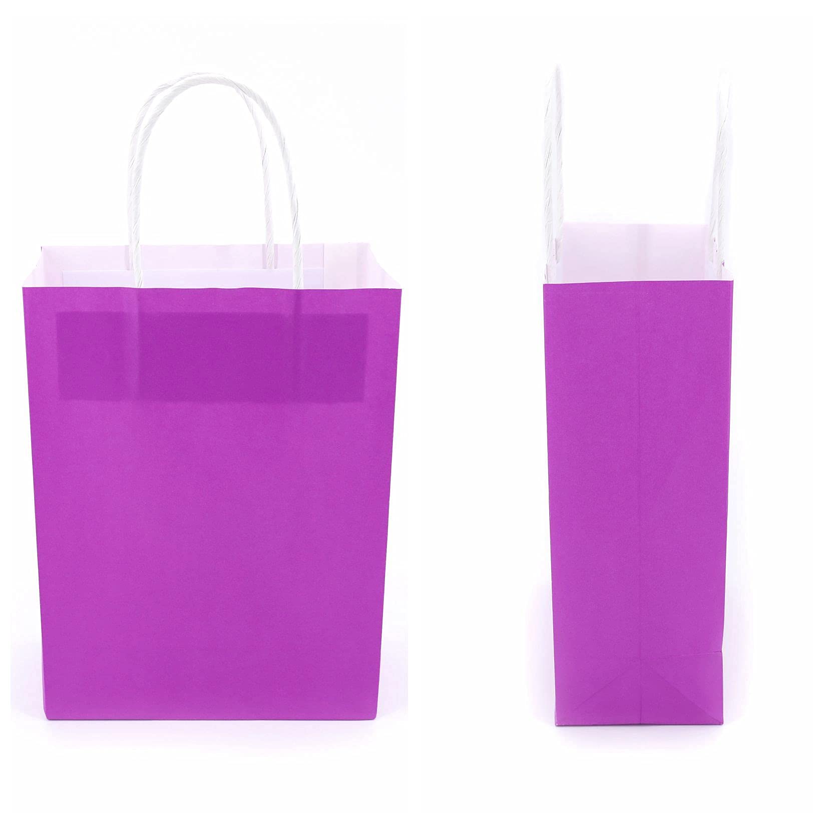 12-Piece Kraft Paper Party Favor Gift Bags with Handles - Small Purple Gift Bags for Christmas, Birthday, Wedding & Party Celebrations | Perfect for Candy, Treats & Small Gifts