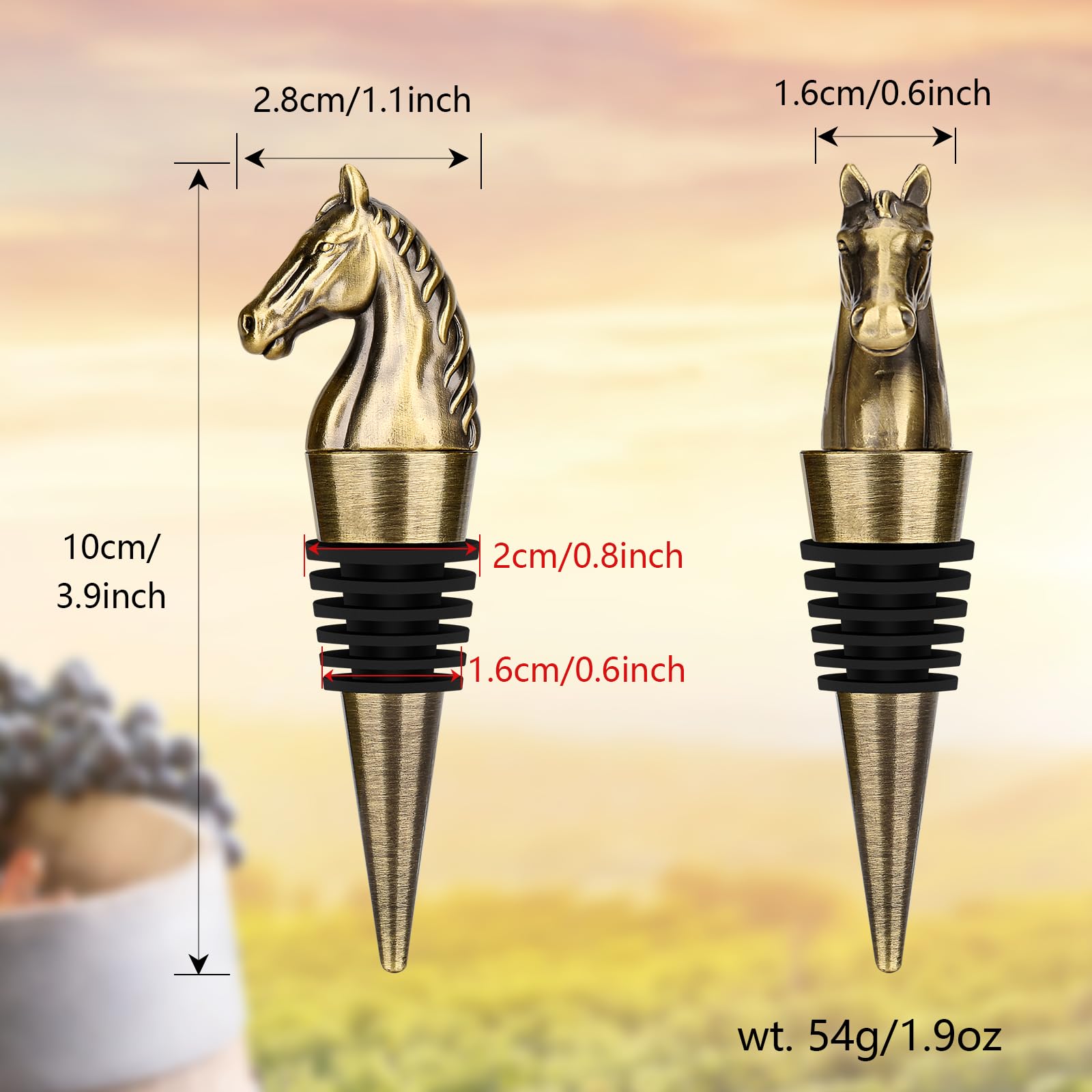 Premium Bronze Horse Head Wine Stopper - Elegant Wine Bottle Stopper for Champagne & Liquor - Unique Birthday Gift for Men & Women (Includes Gift Box) - Perfect for Wine Lovers, Housewarming Parties & Holiday Gifts