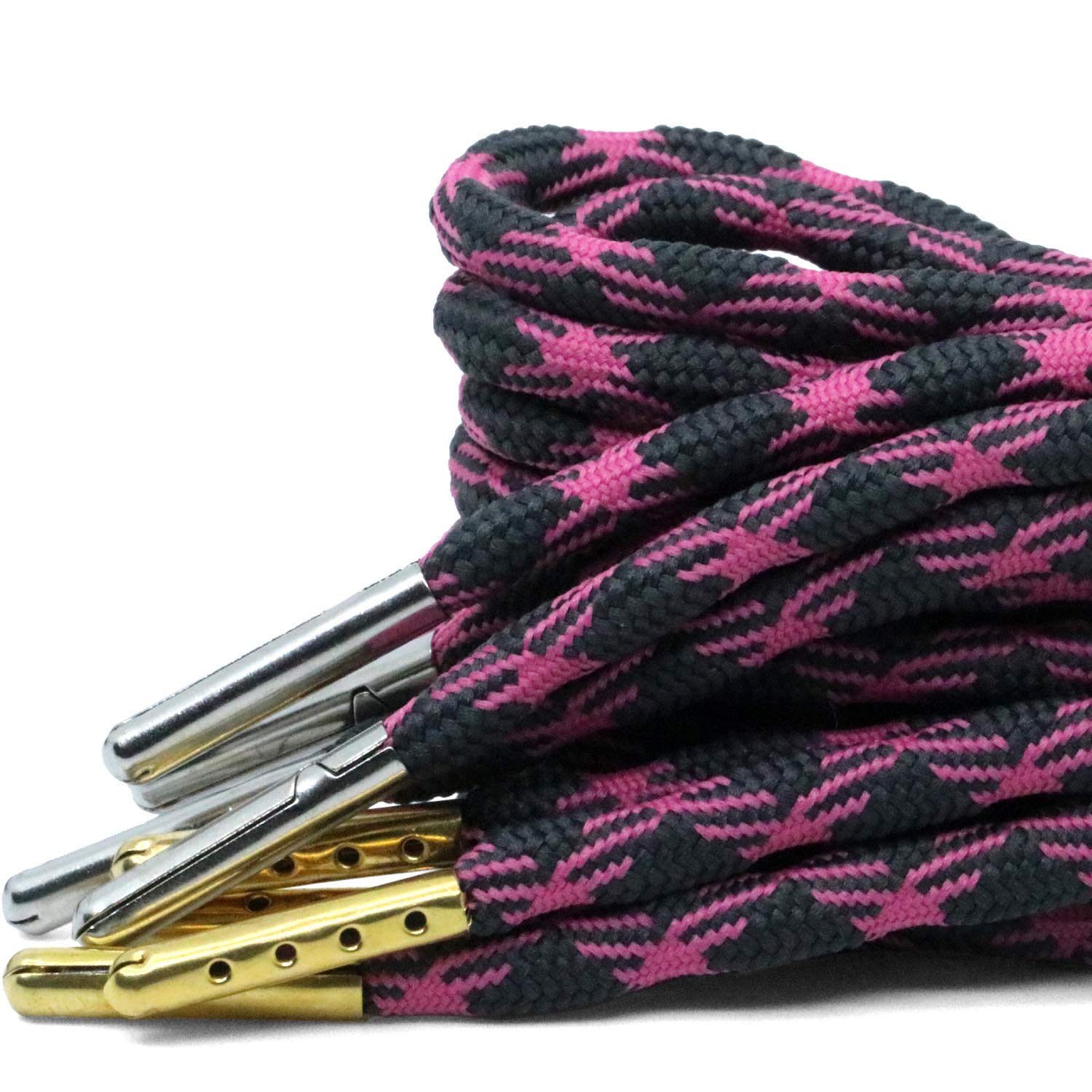 YJRVFINE 2 Pair Non-Slip Thick Round Hiking Boot Laces with Metal Tips - Durable Shoelaces for Outdoor Hiking, Trekking & Work Boots