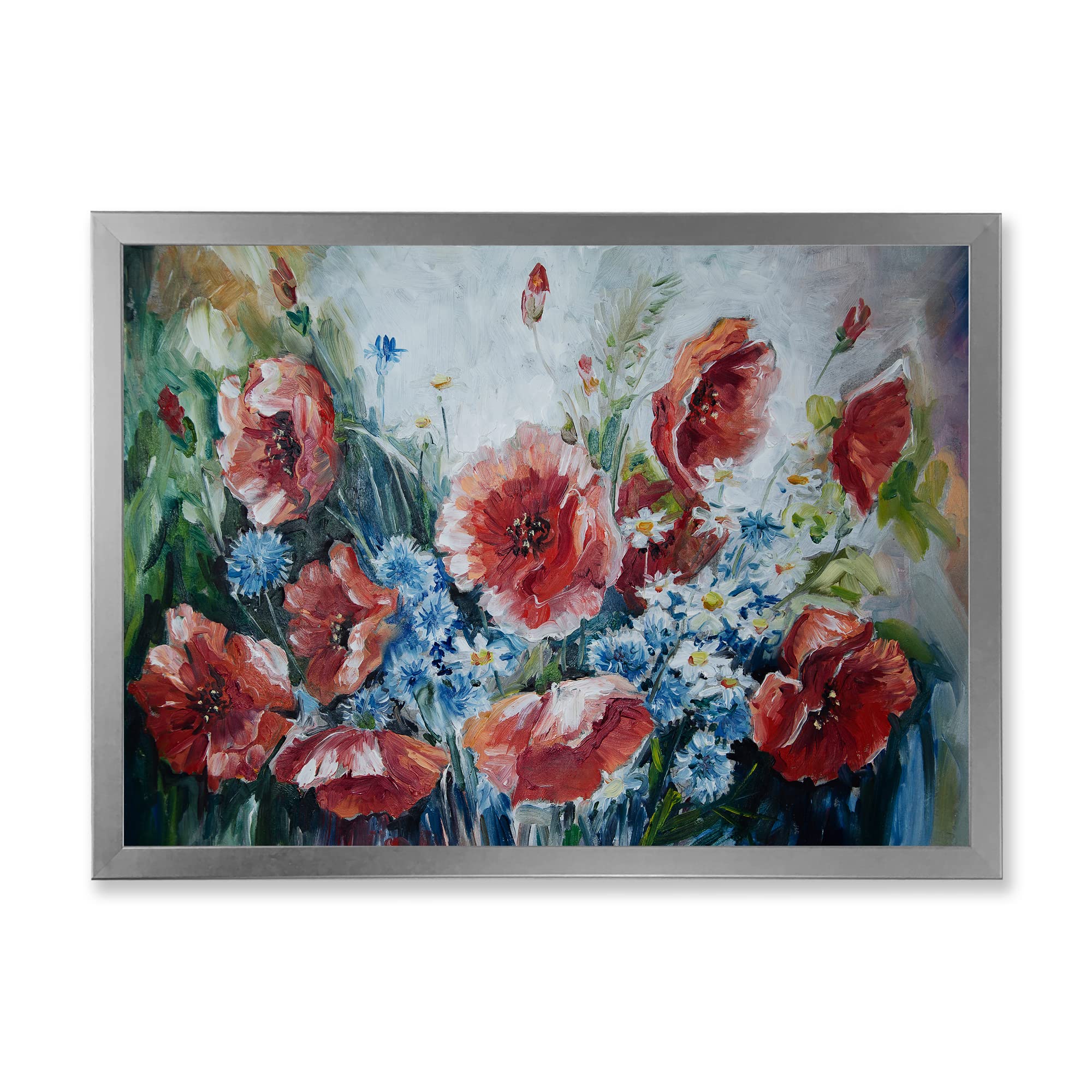 Vintage Poppies Floral Framed Wall Art - Classic Home Decor for Living Room, Bedroom & Office | Traditional Canvas Painting for Rustic & Farmhouse Style