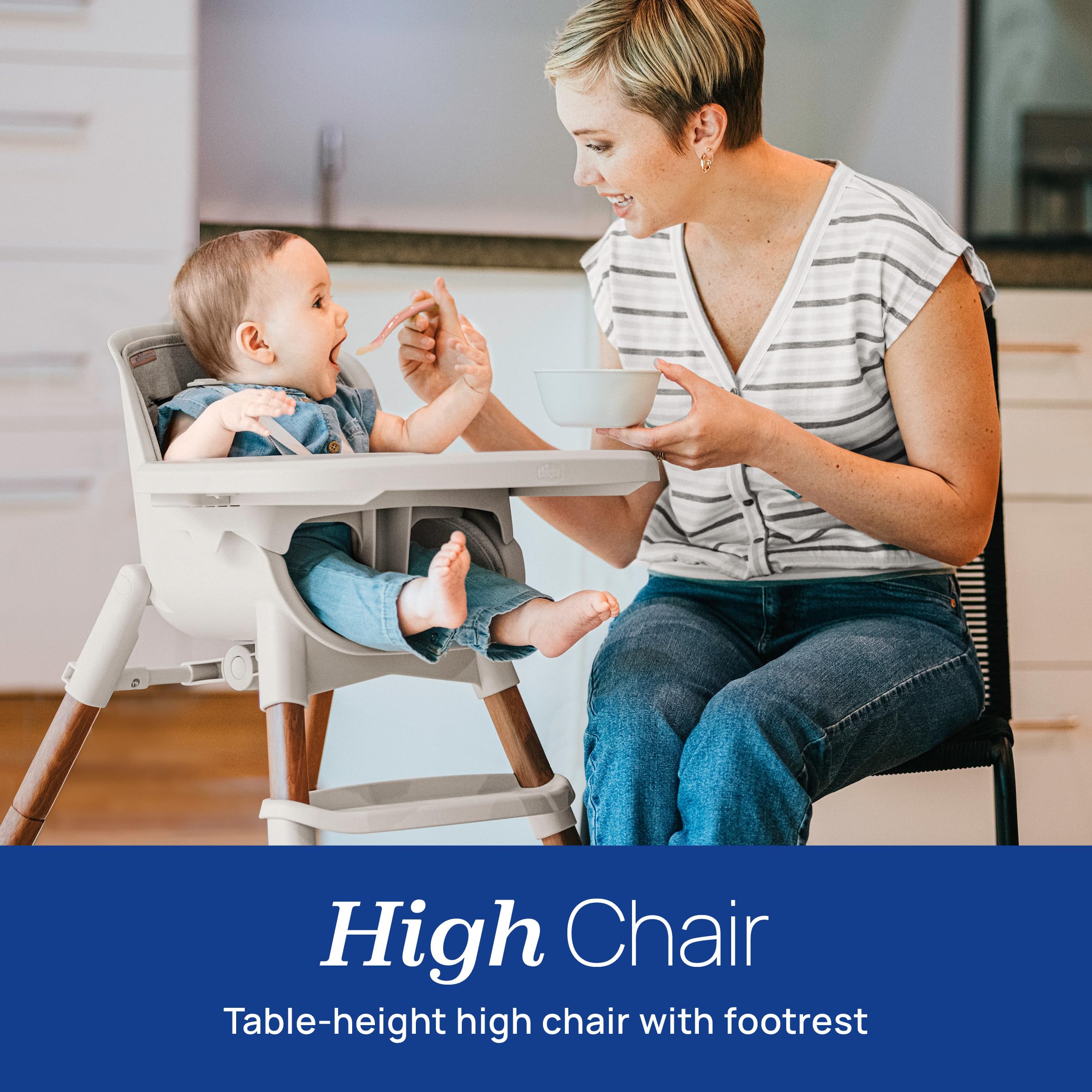 Chicco Zest™ LE 4-in-1 Folding High Chair - Convertible Baby Feeding Chair, Toddler Seat & Youth Stool | Easy to Clean, Space-Saving Design | Perfect for Dining, Kitchen & Travel (Crema/White)