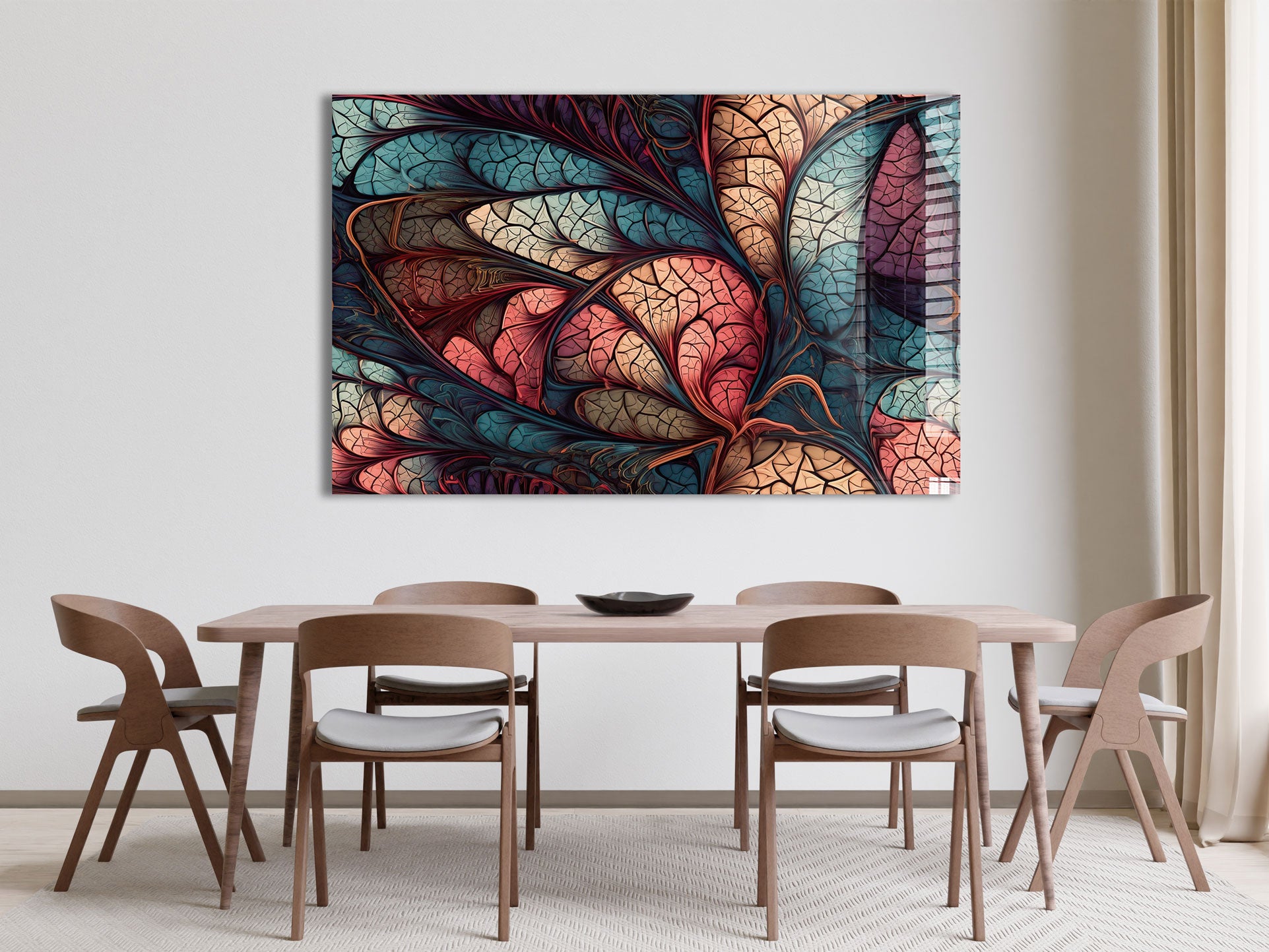 Red & Blue Floral Abstract Print - Modern Wall Art Decor for Living Room, Bedroom & Office | Perfect for Home & Office Decor