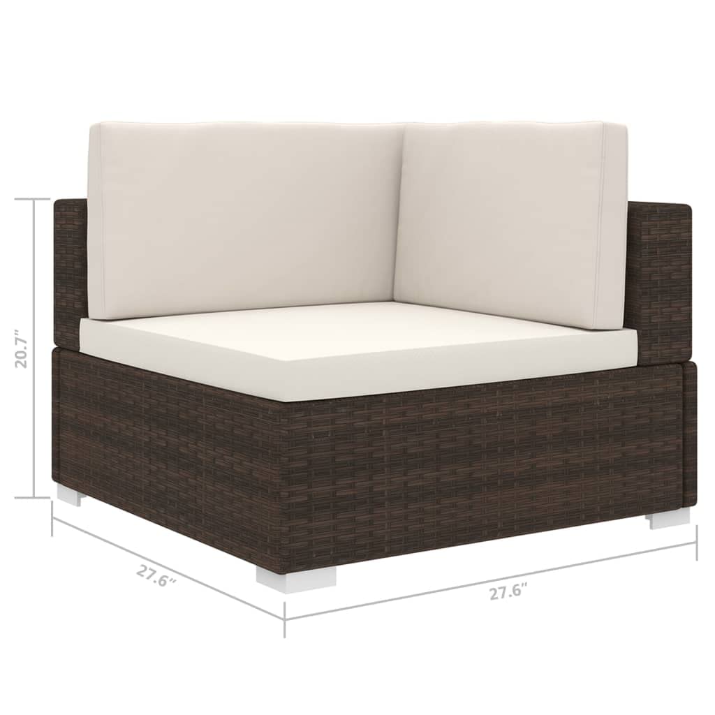 SKM Brown Poly Rattan Sectional Corner Chair with Cushions - Perfect for Patio, Garden, and Outdoor Relaxation