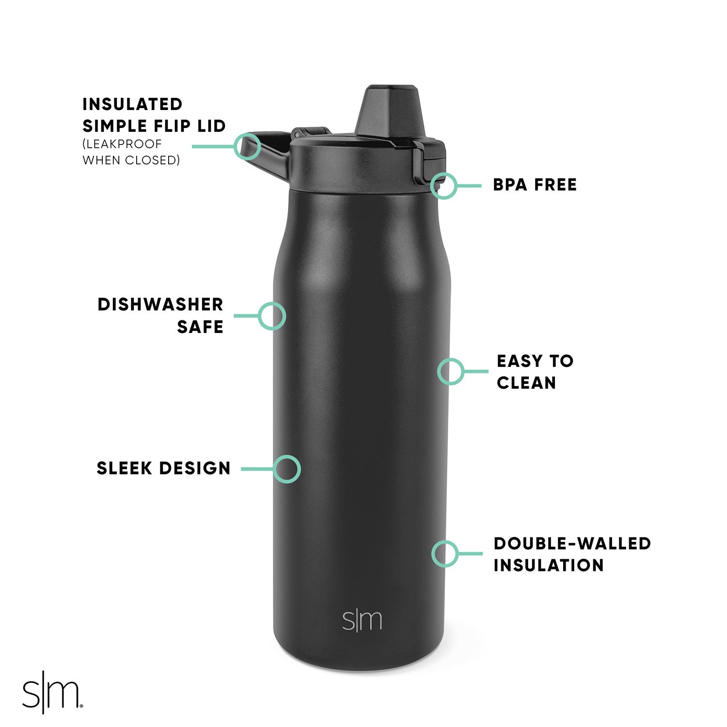 Stainless Steel Water Bottle with Flip Straw Lid - Leakproof & Eco-Friendly for Gym, Hiking & Outdoor Activities