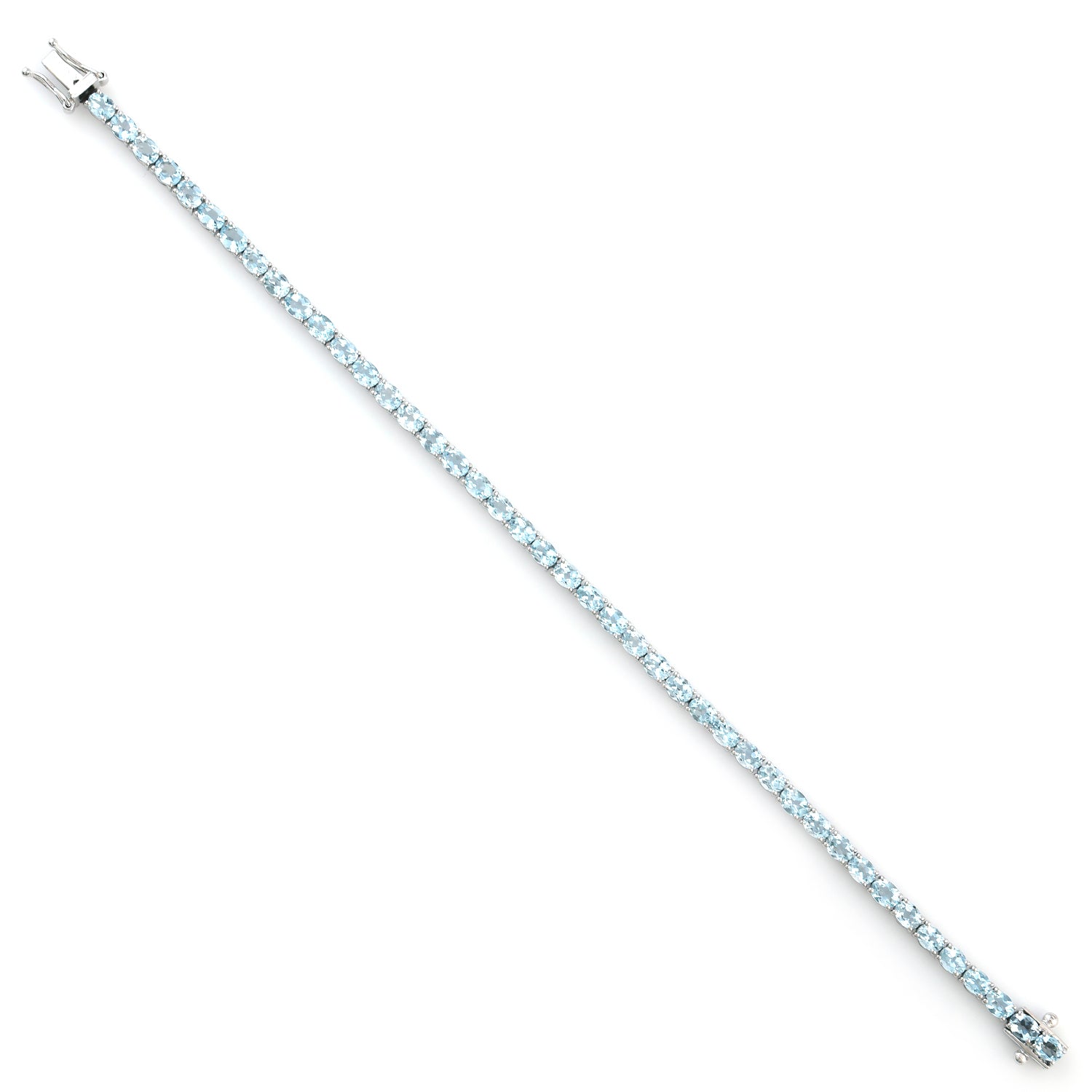 18K White Gold Aquamarine Gemstone Linking Bracelet - Elegant Jewelry Gift for Women, Perfect for Birthdays, Anniversaries & Special Occasions