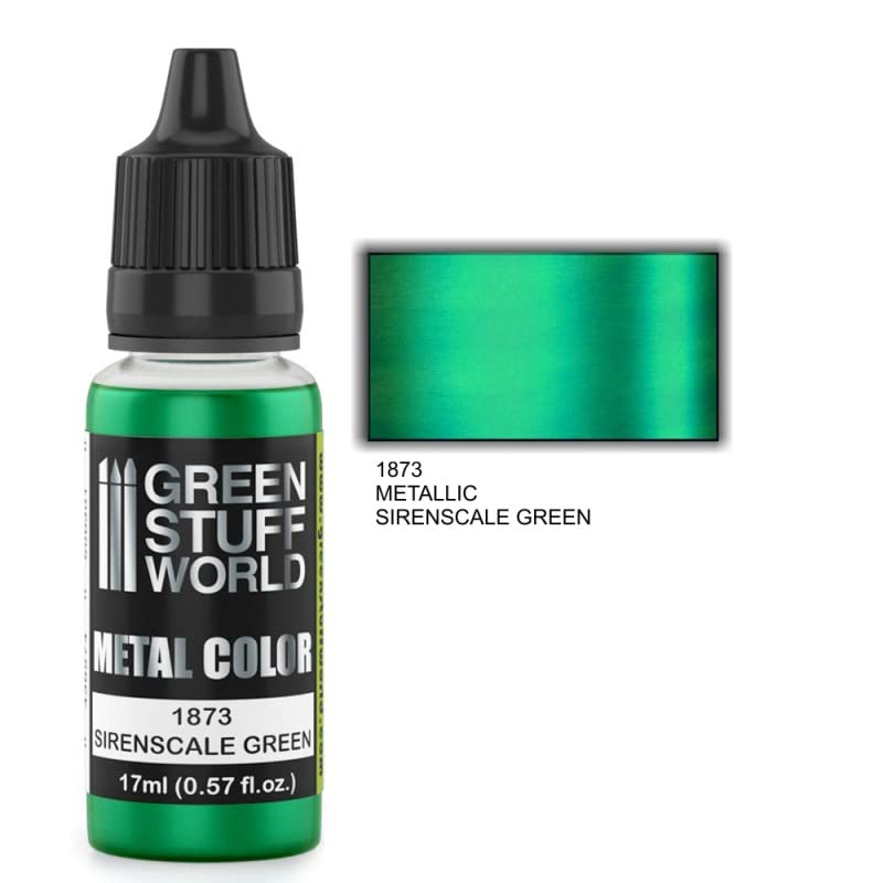 Green Stuff World Metallic Paint Sirenscale Green 1873 - Premium Model & Miniature Paint for Warhammer, D&D, and Scale Models | Perfect for Fantasy Figures, Tabletop Gaming, and DIY Crafts