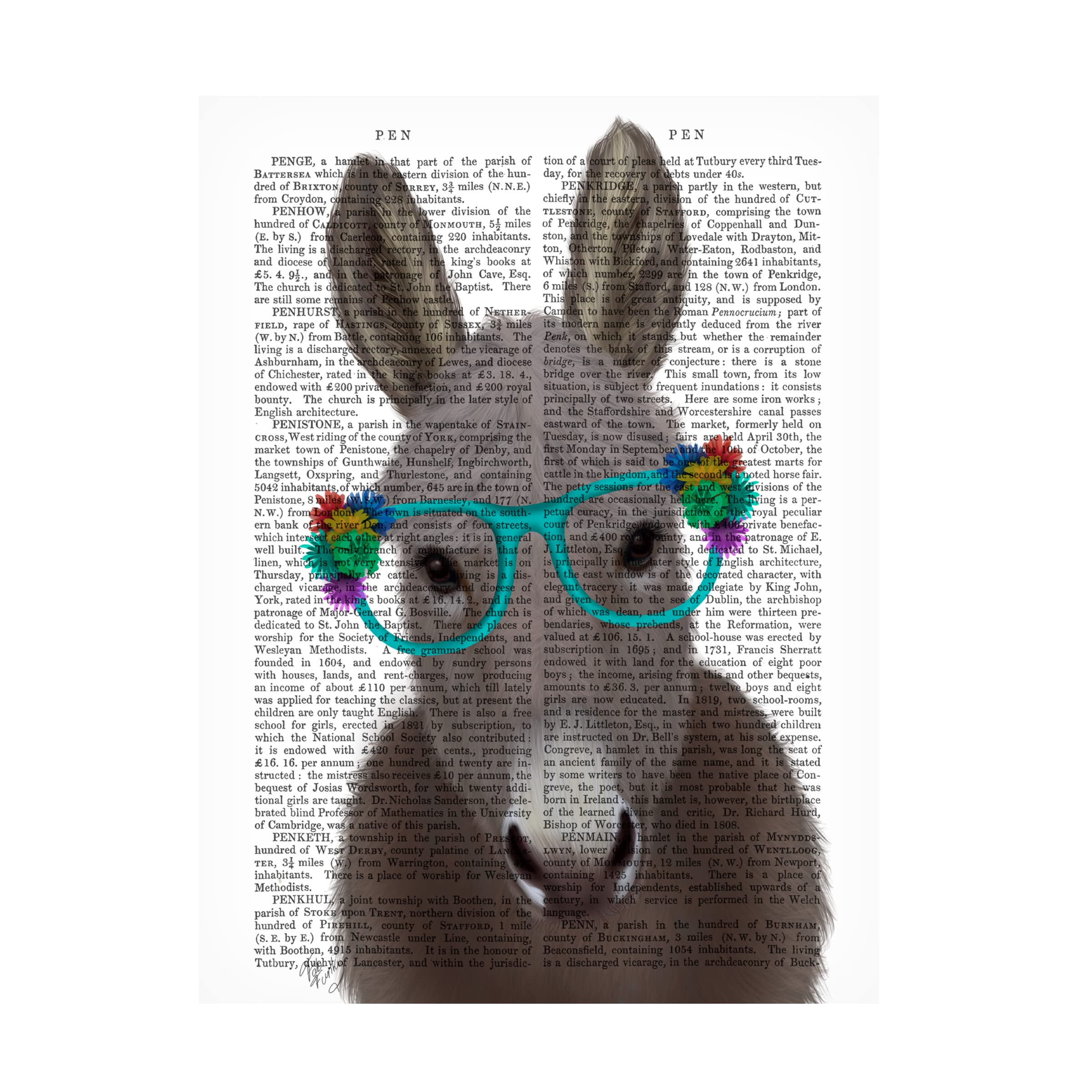 Trademark Fine Art 'Donkey with Turquoise Flower Glasses' Canvas Wall Art Print by Fab Funky - Perfect for Living Room, Bedroom & Office Decor