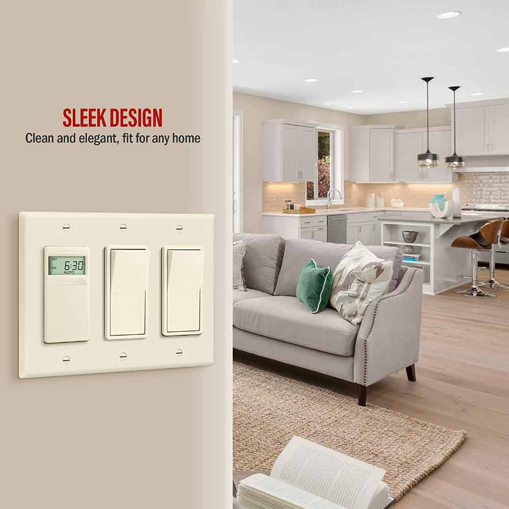 3 Gang Decorator Rocker Wall Plate in Light Almond - Durable Electrical Cover for Home & Office - Perfect for Living Rooms, Bedrooms, and Hallways