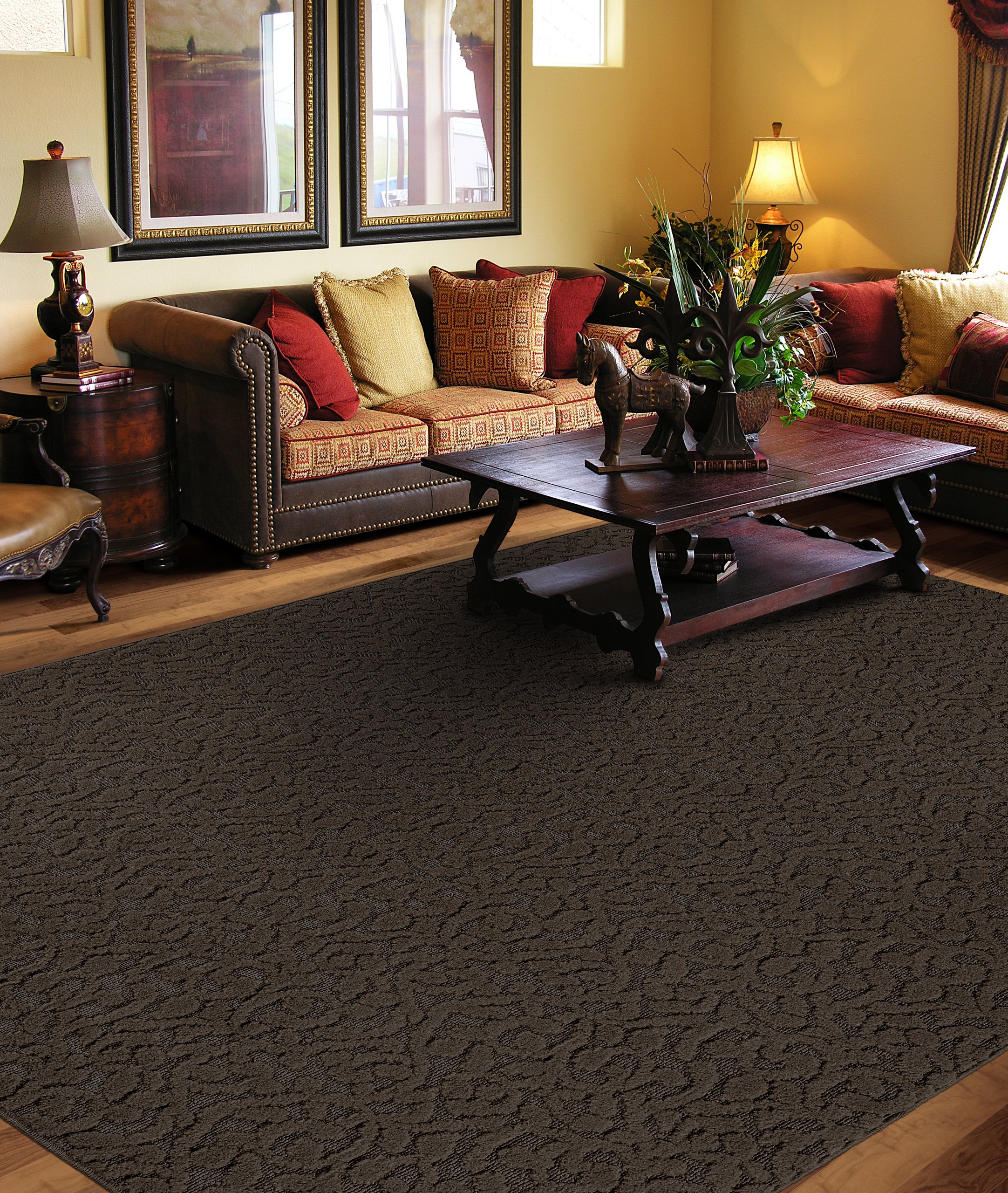 Garland Rug Ivy Area Rug 9x12 Feet Chocolate Brown - Soft Non-Slip Living Room Rug for Bedroom, Dining Room & Home Decor