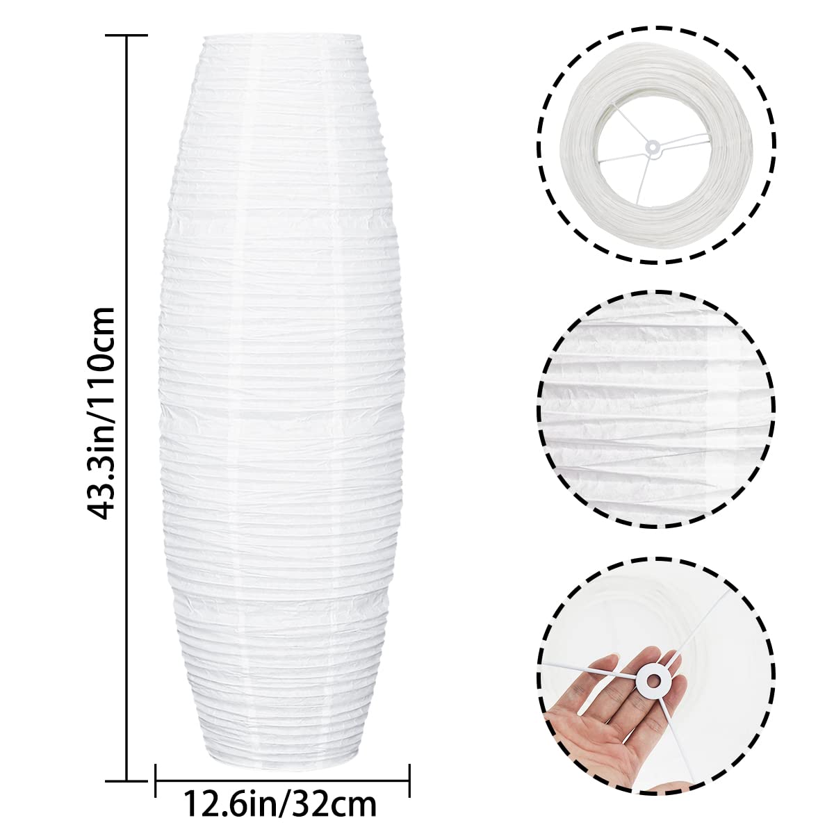 FERCAISH Foldable Rice Paper Floor Lamp Shade - Minimalist Modern Paper Light Bulb Cage for Living Room, Bedroom, Office - Soft Ambient Lighting for Cozy Home Decor & Meditation Spaces