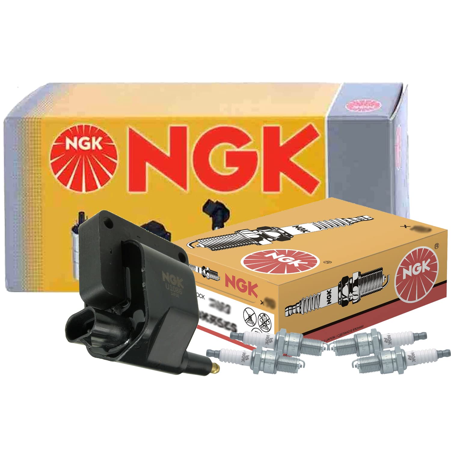 NGK HEI Ignition Coils & 4 Standard Spark Plugs Kit - Compatible with Chrysler, Dodge, Plymouth Vehicles - Perfect for Engine Tune-Ups & Performance Upgrades