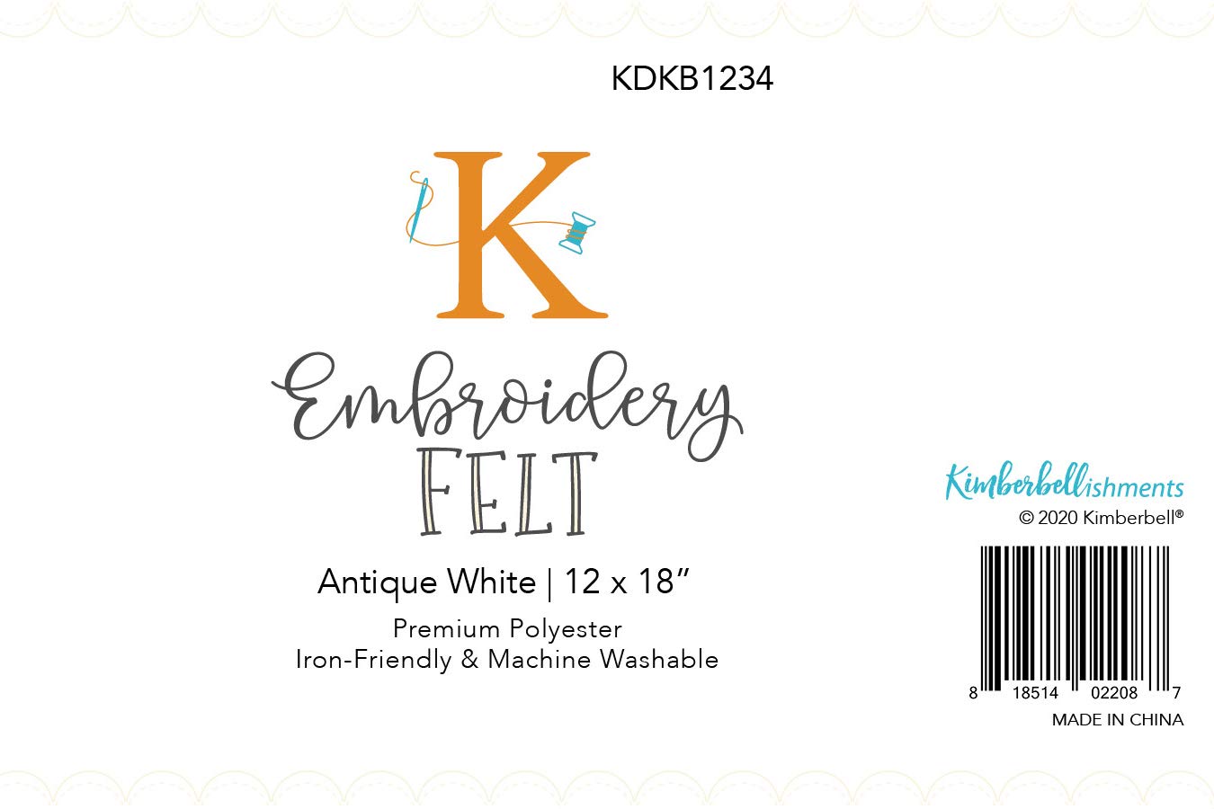 Premium Kimberbell Felt Sheet - Antique White, 12