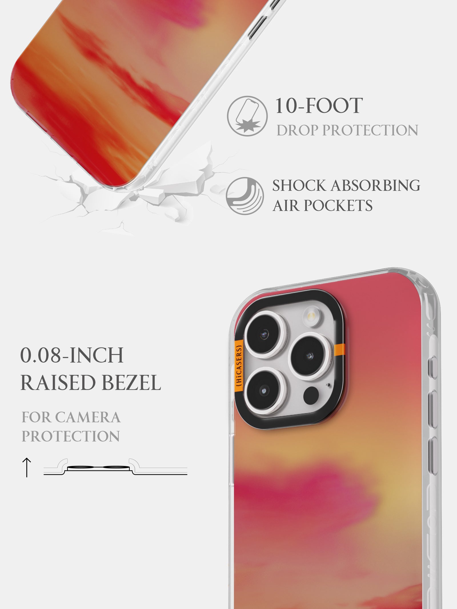 Cloudscape Iridescent Phone Case - Red | Shatterproof Protective Cover for iPhone & Samsung | Perfect for Everyday Use & Travel