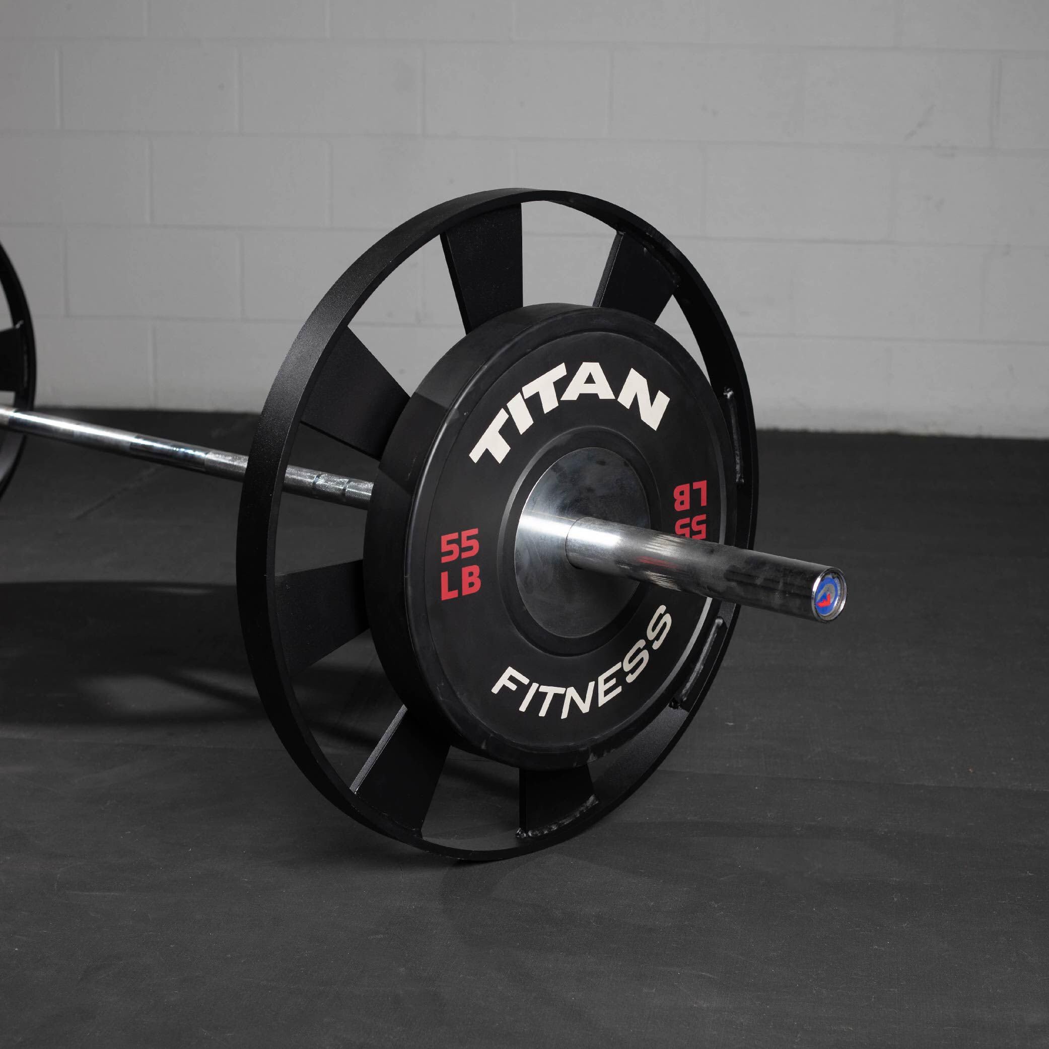 Titan Fitness 45 LB Wagon Wheel Pulling Blocks - 26-inch Steel Deadlift Weight Plates for Strength Training & CrossFit Workouts