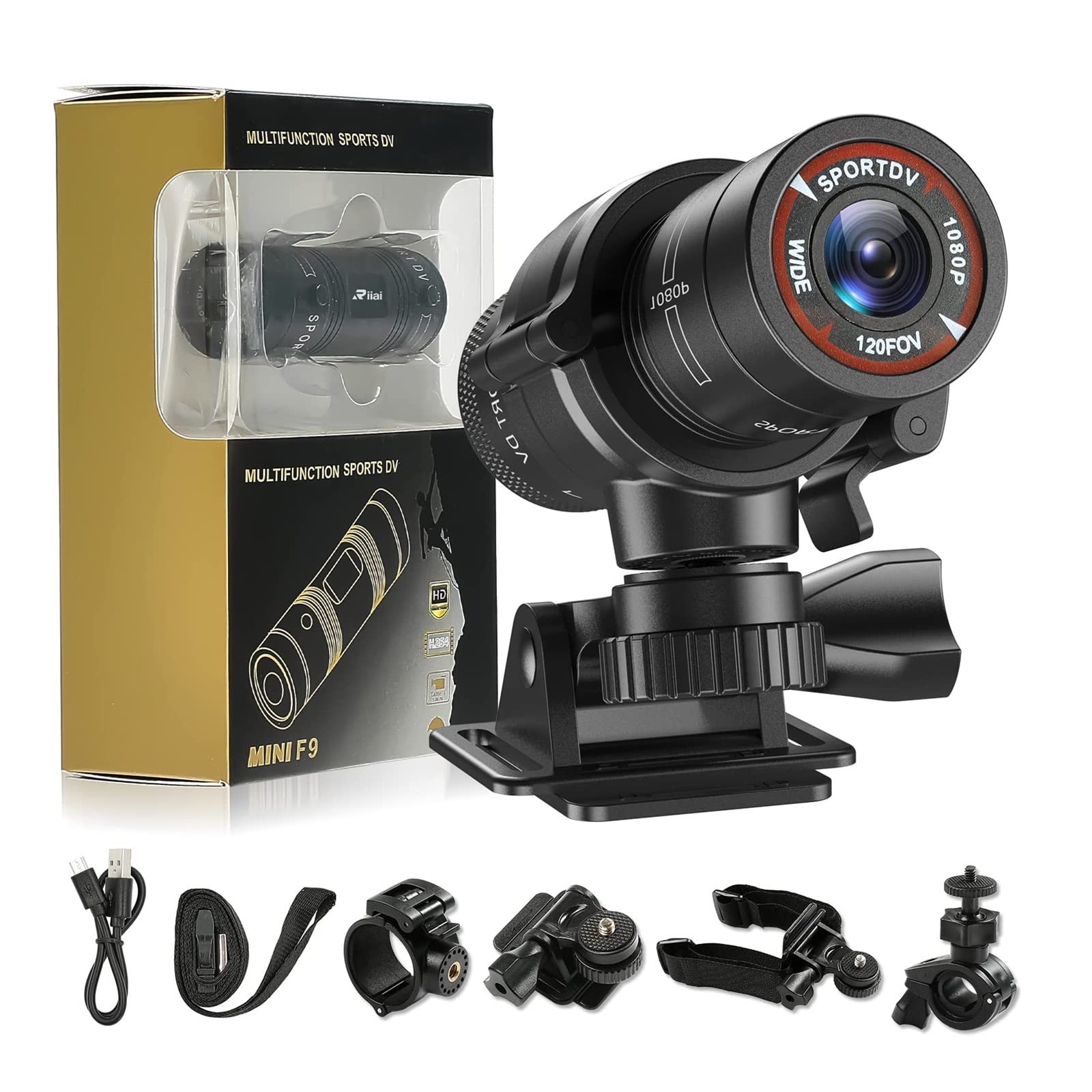 BODORME F9 HD 1080P Action Camera - Helmet & Bike Mount for Outdoor Sports