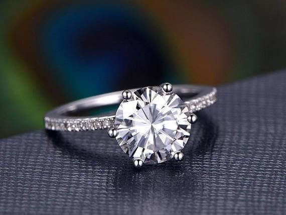 1.25 Carat Round Cut Moissanite Diamond Engagement Ring in 10k White Gold - Perfect for Proposals, Anniversaries & Bridal Jewelry
