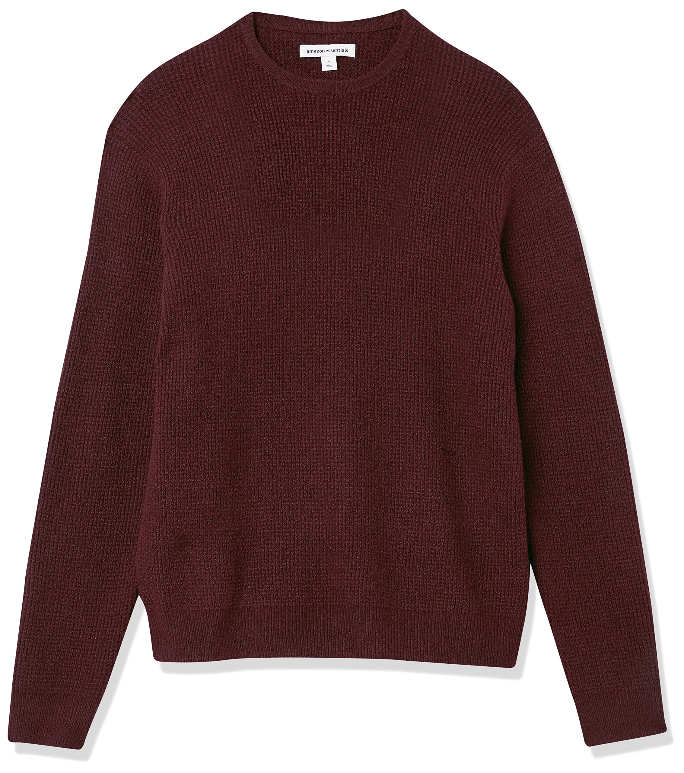 Amazon Essentials Men's Long-Sleeve Soft Touch Waffle Knit Crewneck Sweater - Warm & Comfortable Winter Pullover for Casual Wear & Outdoor Activities