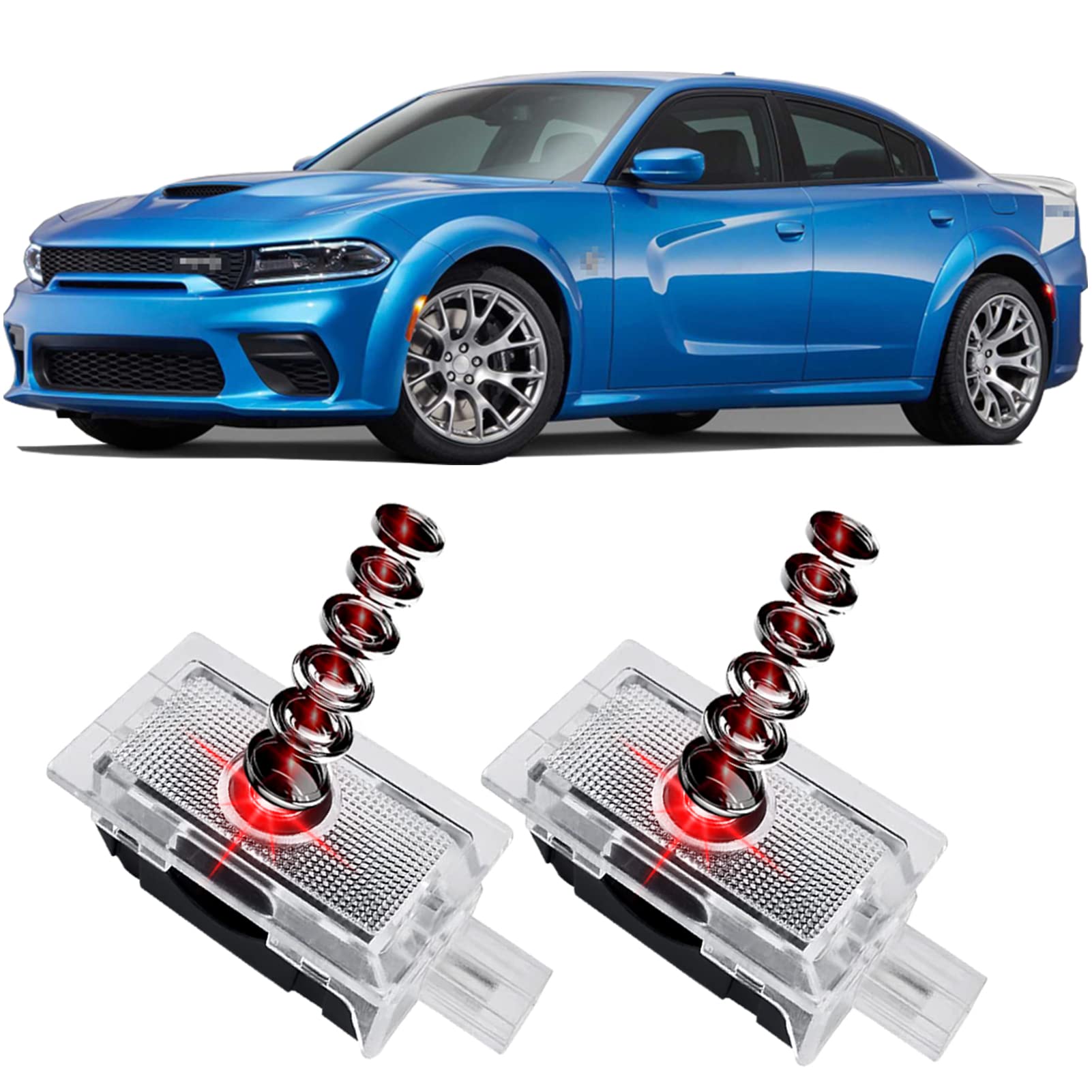Premium WILNARA Ghost Shadow Projector HD Lights for Dodge Charger Scat Pack & Hellcat Redeye - OEM Style Logo Projection - Perfect for Night Driving & Car Shows