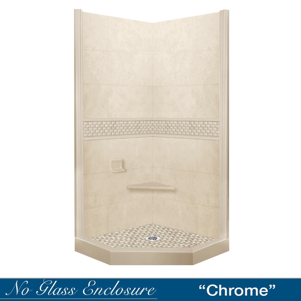 Neo Angle Desert Sand Sistine Stone & Jewel Stone Accent DIY Shower Remodel Kit - Easy Bathroom Upgrade for Modern Home Renovation