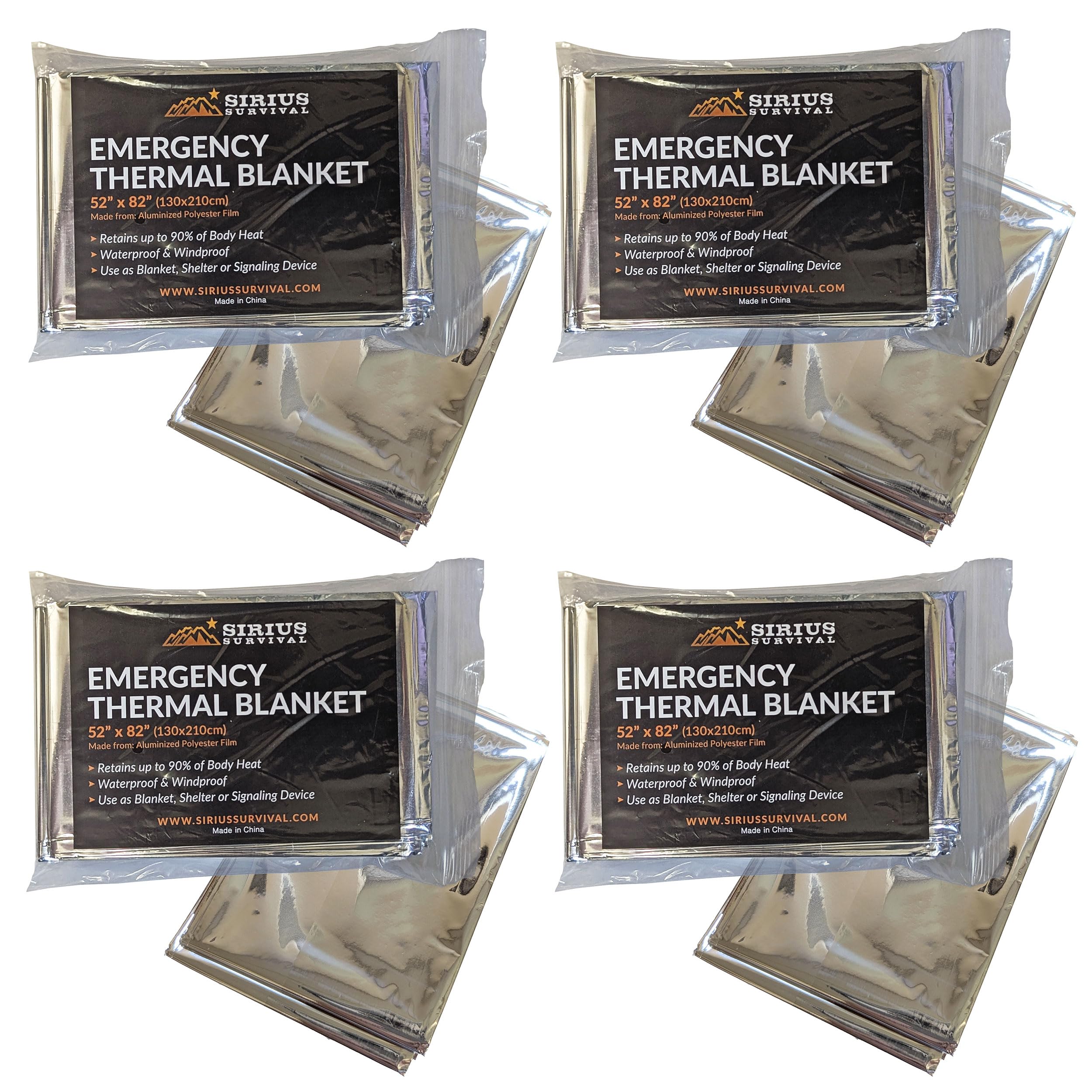 Emergency Thermal Blankets - 8 Pack Survival Blankets for Winter, Outdoor & First Aid - Solar Reflective Mylar Blankets for Camping, Hiking, Car Emergency Kits & Disaster Preparedness