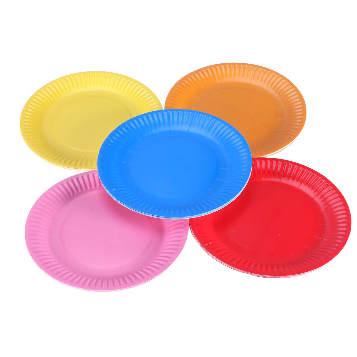 50 Pcs 7 Inch Disposable Paper Plates - Colorful Round Dinner Plates for Birthday Parties, Picnics & Family Gatherings - Eco-Friendly Party Supplies by Toyvian