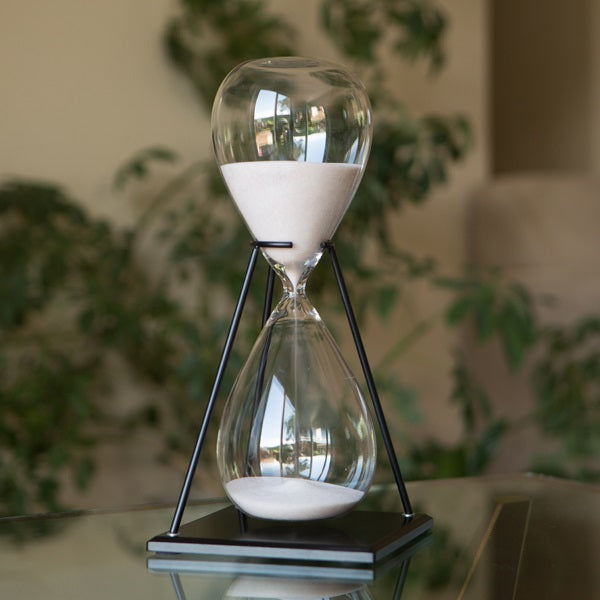 60 Minute Large Freestanding Hourglass with Natural Sand - Elegant Desk Decor for Office, Home & Meditation Timer