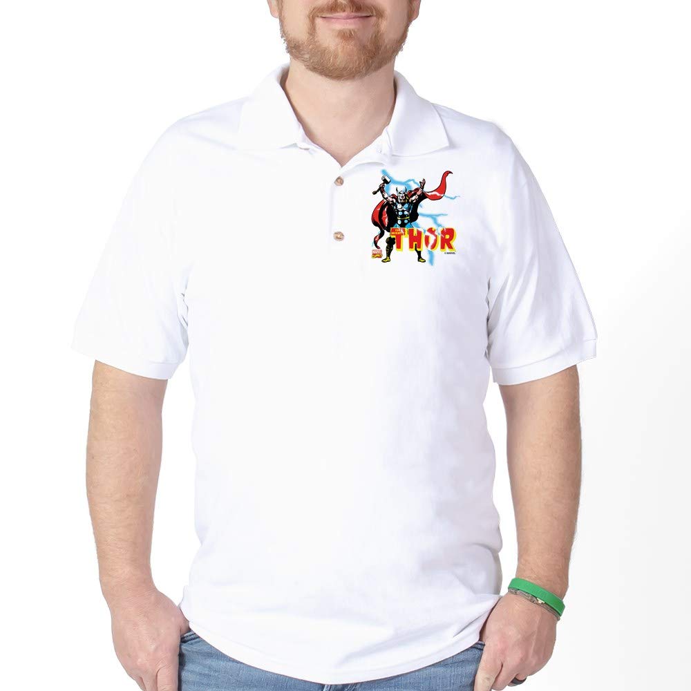 Thor Lightning Print Golf Polo Shirt for Men - Comfortable & Stylish Golf Apparel for Casual Wear, Work & Outdoor Activities