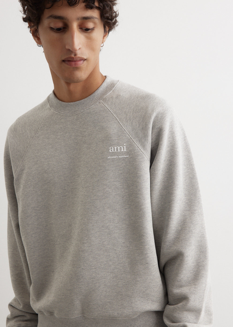 Ami Am Usw024 747 0951 Gray Sweatshirt - Cozy Pullover for Casual Wear, Street Style & Loungewear