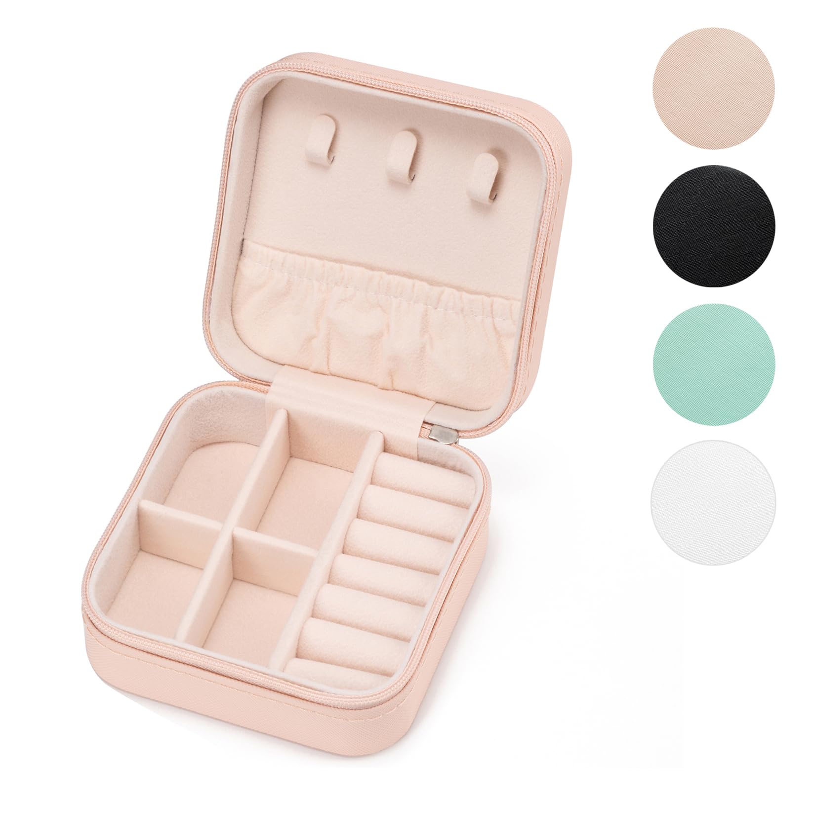 Mini Jewelry Travel Case - Small Jewelry Organizer Box for Rings, Earrings, Necklaces & Bracelets | Portable PU Leather Jewelry Storage Holder | Perfect Travel Accessory & Gift for Women & Girls (Pink) | Great for Vacation, Business Trips & Daily Organization