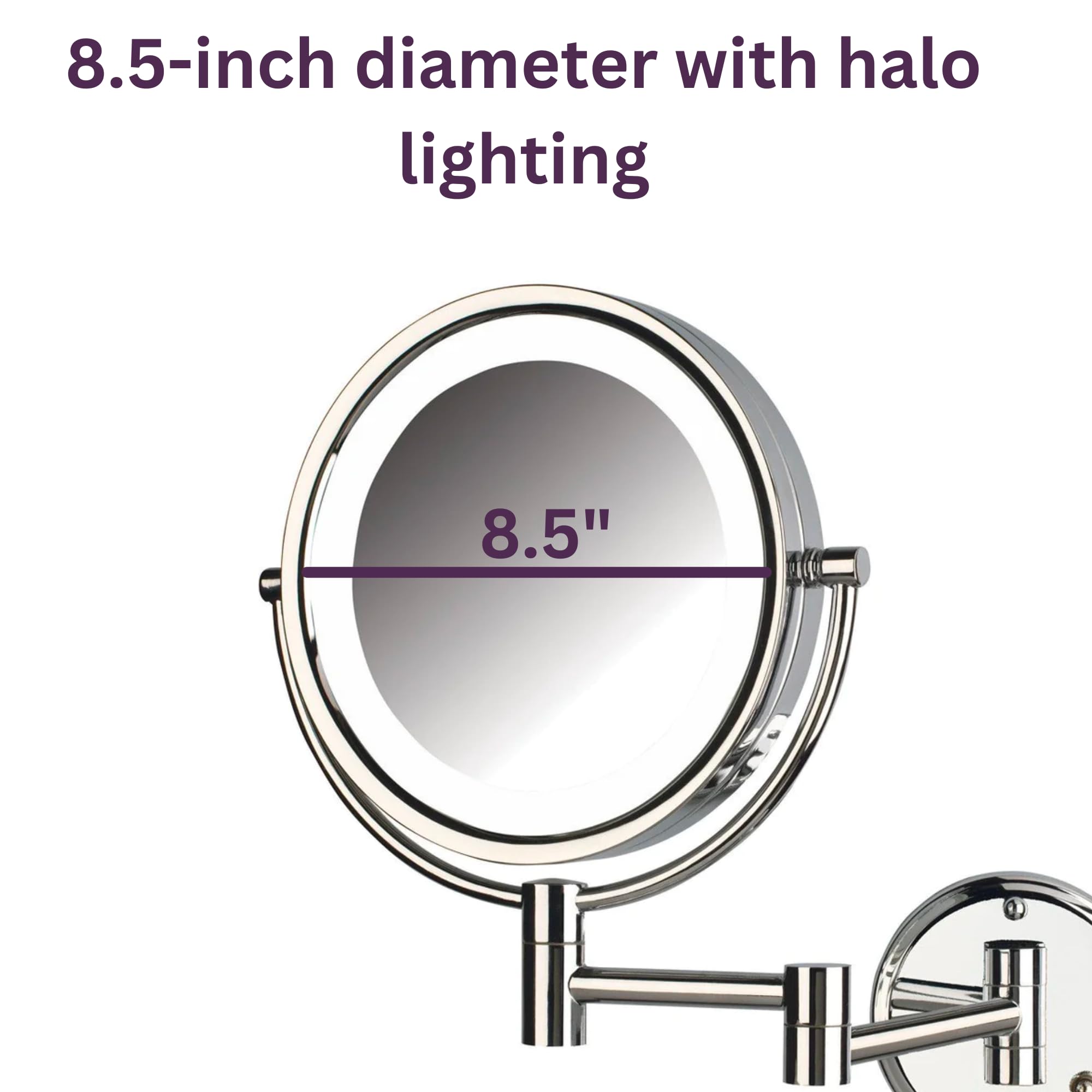 JERDON Wall-Mounted LED Makeup Mirror with 8X Magnification - Bronze Finish Vanity Mirror with Adjustable Lights for Perfect Makeup Application (Model HL88BZL) - Ideal for Home Bathroom, Dressing Room & Professional Salon Use