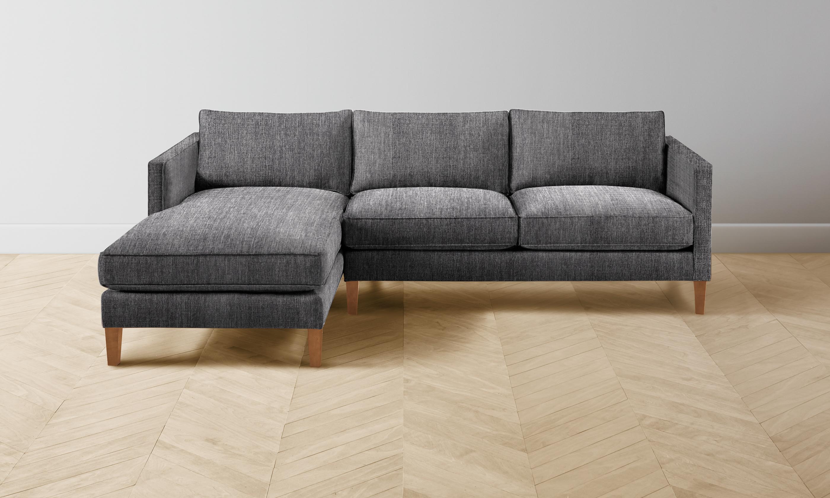 Crosby Sectional Sofa - Performance Tweed Fabric in Smoke Gray - Perfect for Living Room, Family Room & Home Theater Seating