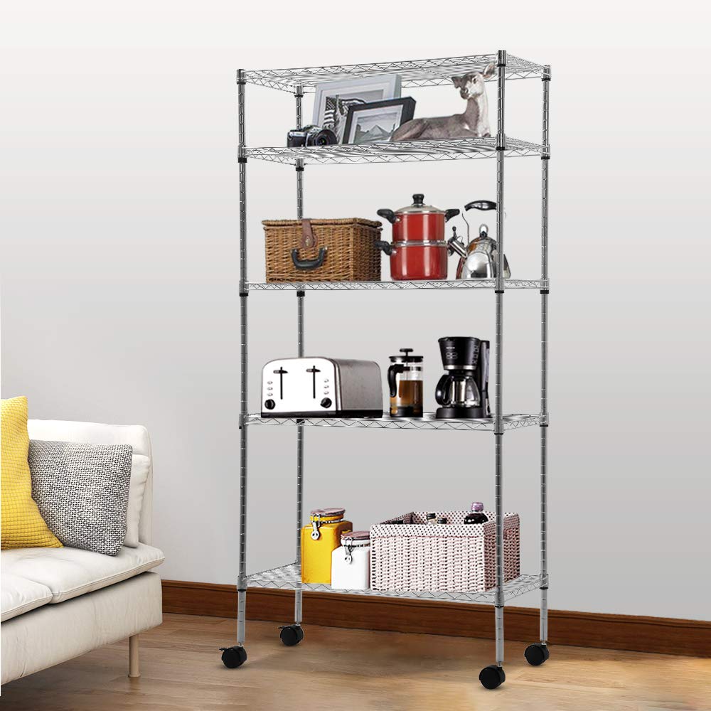 BLKMTY 5-Tier Heavy Duty Metal Wire Shelving Unit - NSF Certified Adjustable Garage Storage Shelf 14