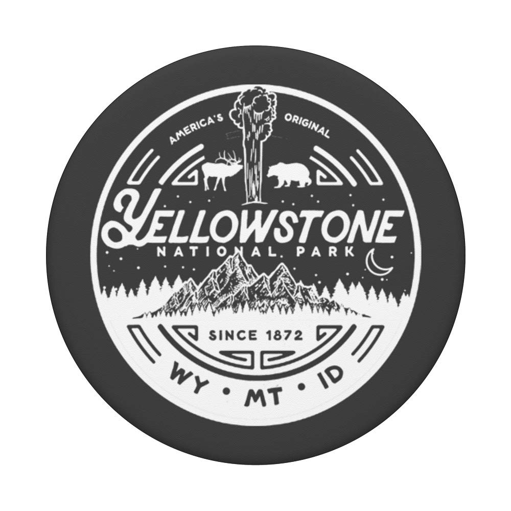 Yellowstone National Park Minimalist Design Seal Graphic PopSockets Swappable Phone Grip - Perfect for Travel, Hiking & Outdoor Adventures with Your Smartphone or Tablet