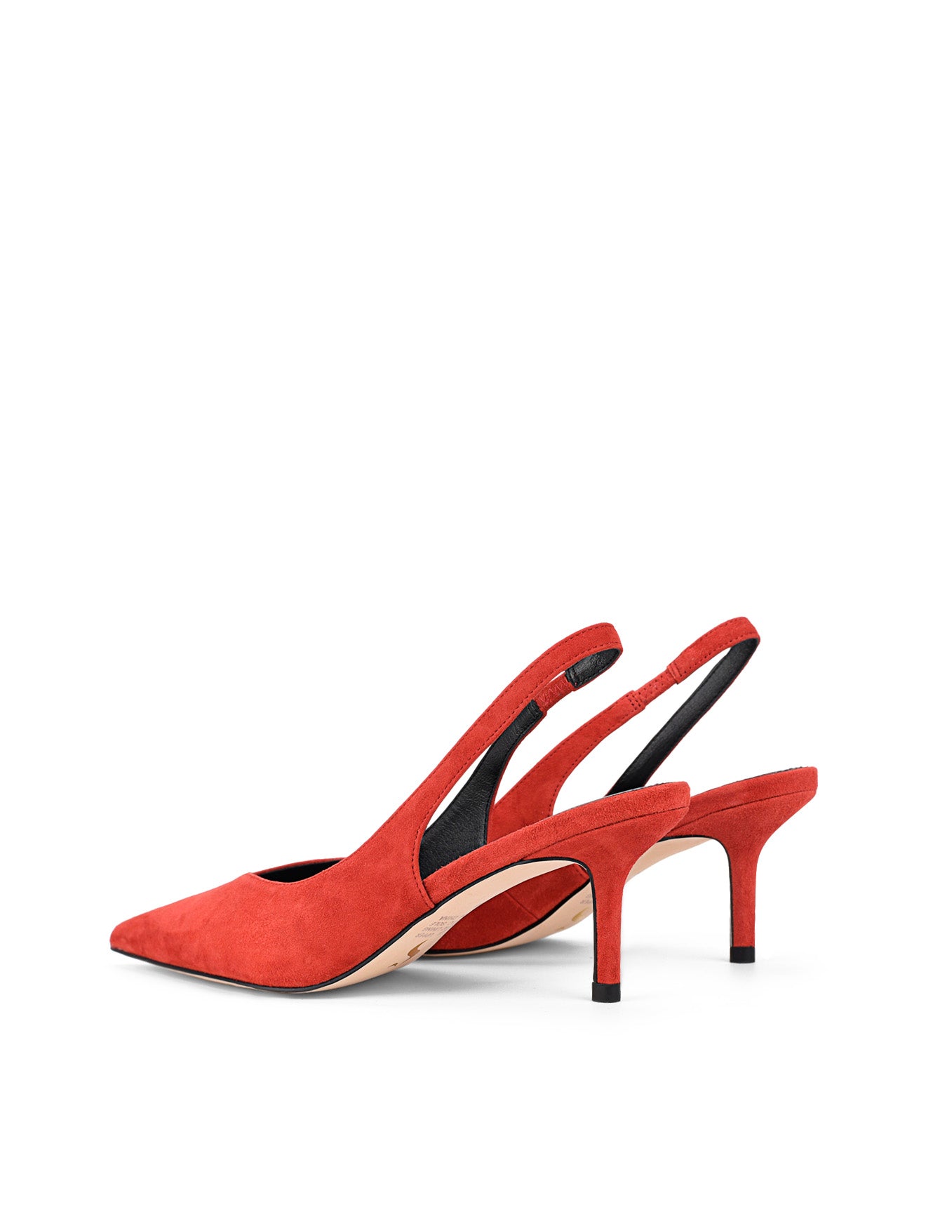 Yory Slingback Kitten Heels - Red Suede Pumps for Women | Comfortable Low Heel Dress Shoes for Work, Party & Wedding | Fashionable Pointed Toe Ladies Shoes