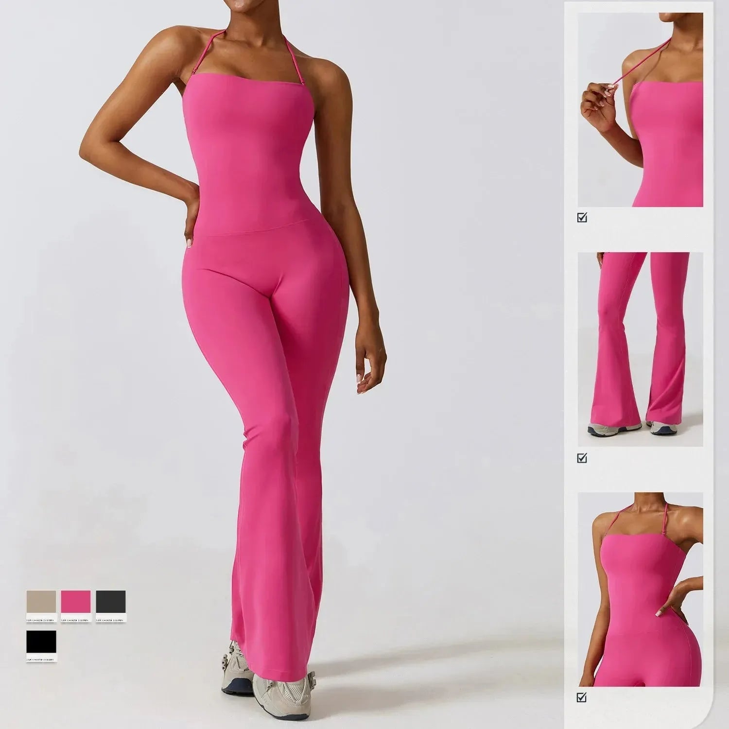 Women's Bell Bottoms Gym Set - One Piece Yoga Suit & Flare Leggings | Stretchy Workout Romper & Bodysuit for Yoga, Pilates & Dance | Perfect for Fitness, Gym & Lounge Wear