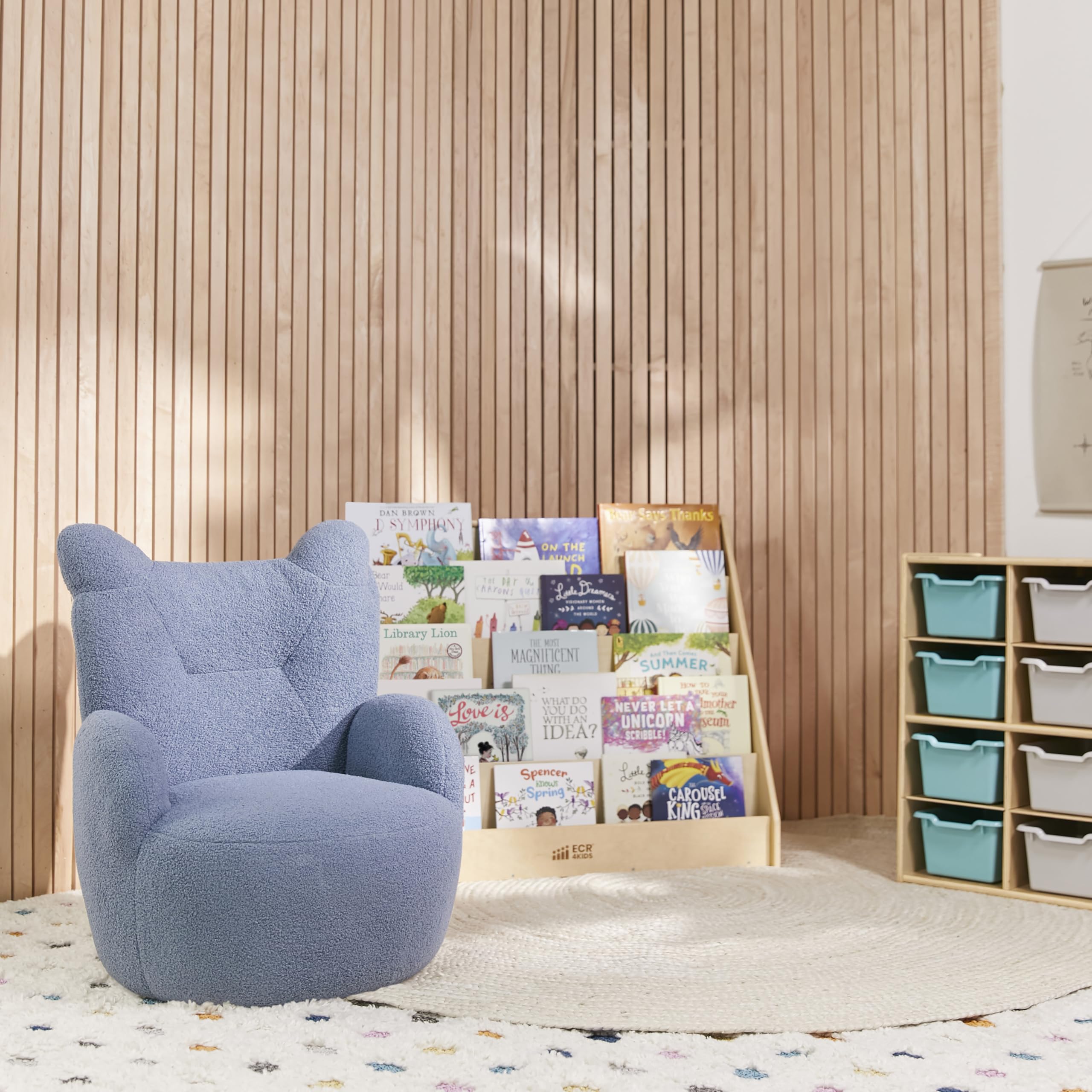 ECR4Kids Soft Teddy Bear Chair for Kids - Peacock Blue, Comfortable & Durable Children's Furniture for Playroom, Bedroom, or Reading Nook