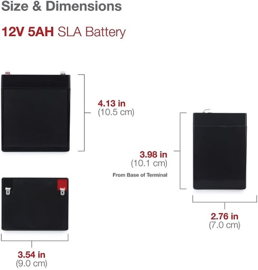 Set of 2 Razor E175 12V 5Ah SLA Replacement Scooter Batteries - Compatible with Razor E175 Electric Scooter - Perfect for Commuting, Campus Travel & Neighborhood Rides