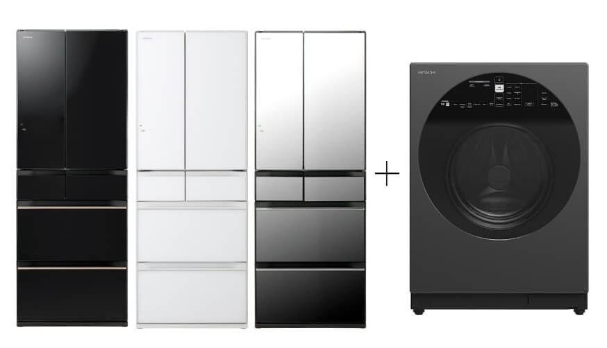 Hitachi R-HW620RS XK/XW/X 416L Multi-Door Refrigerator & BD-D120XGV Front Load Washer Dryer Combo 12/8KG - Large Capacity Smart Home Appliances for Modern Kitchens and Laundry Rooms