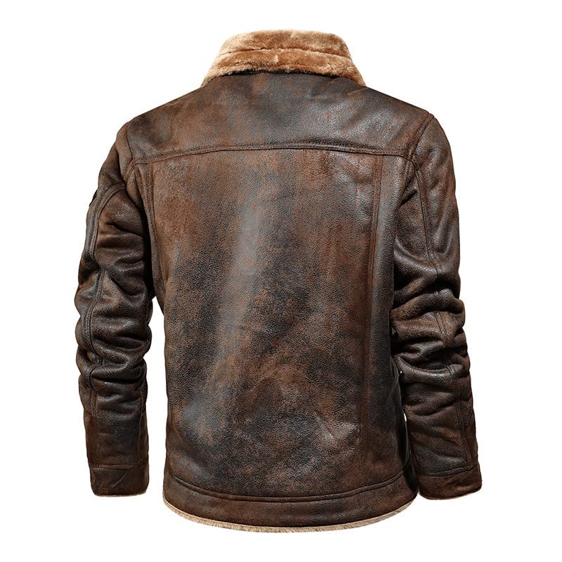 Genuine Leather Biker Jacket for Men with Fur Lining - Stylish Winter Bomber Jacket in Thick Suede - Perfect for Motorcycle Riding, Cold Weather & Fashion Outfits