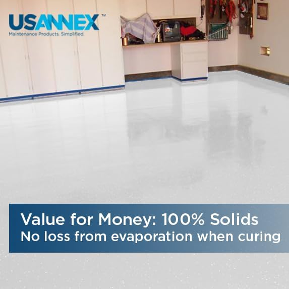 Garage Floor Epoxy Kit - 100% Solid Epoxy Resin Coating - Heavy Duty Concrete Sealer & Protector - Light Gray Finish for Garages, Workshops & Basements