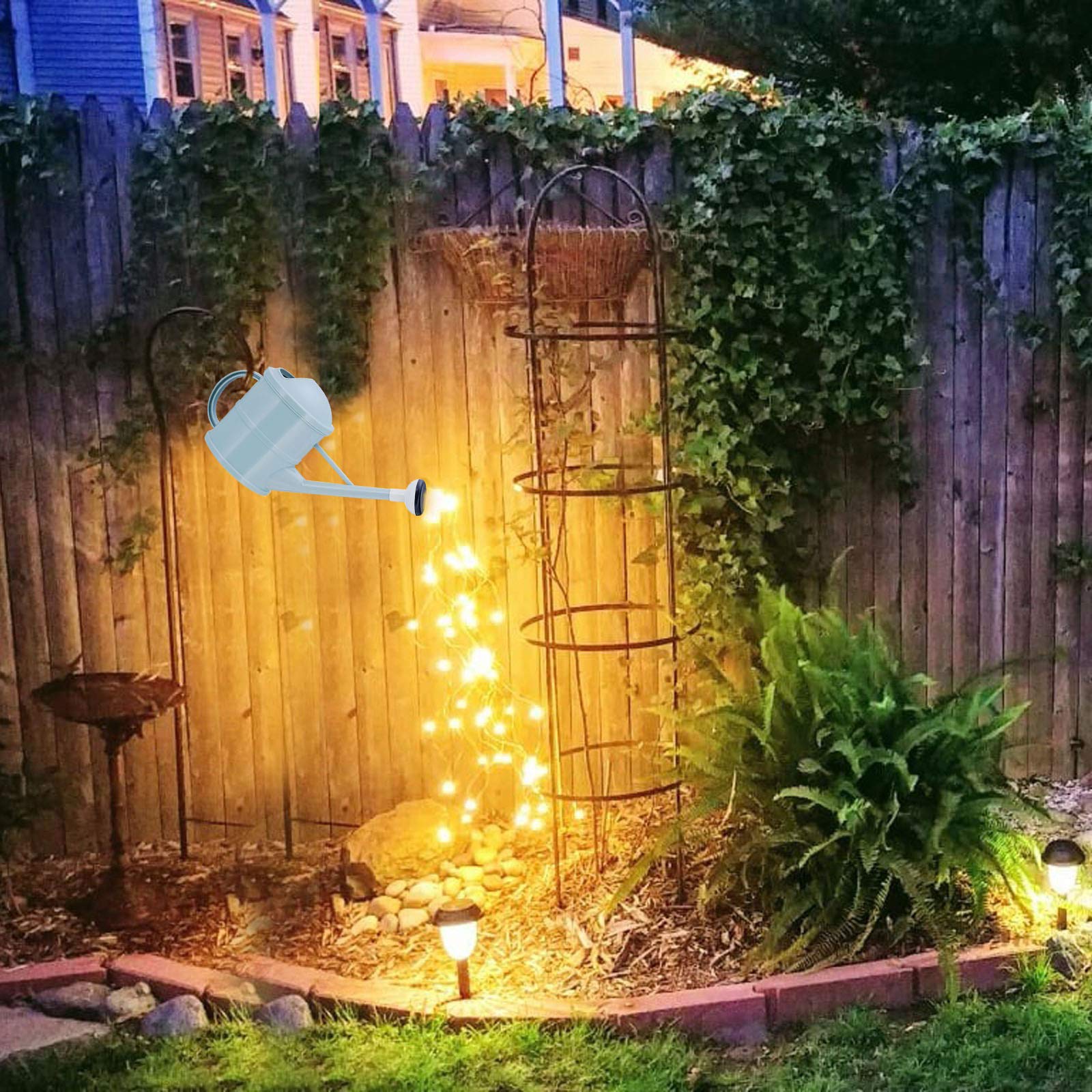 Tiffuniess Solar Powered LED Star Shower Garden Lights - Waterproof Outdoor Fairy String Lights with Copper Wire & Watering Can Design for Patio, Yard, and Landscape Decoration | Perfect for Garden Parties, Weddings, and Backyard Lighting