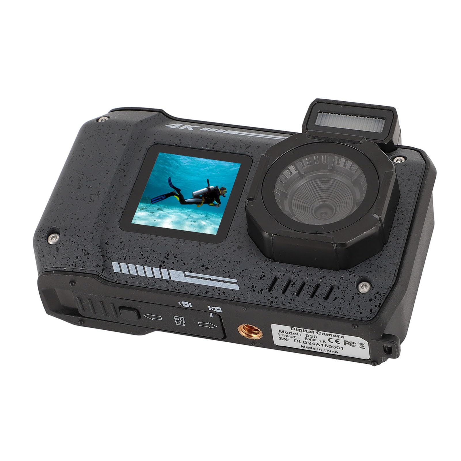 48MP 4K Waterproof Digital Camera with 16X Zoom, Autofocus & Anti-Shake - 2500mAh Battery Dual Screen Selfie Camera for Underwater Photography, Outdoor Sports, Travel & Vlogging (Black)