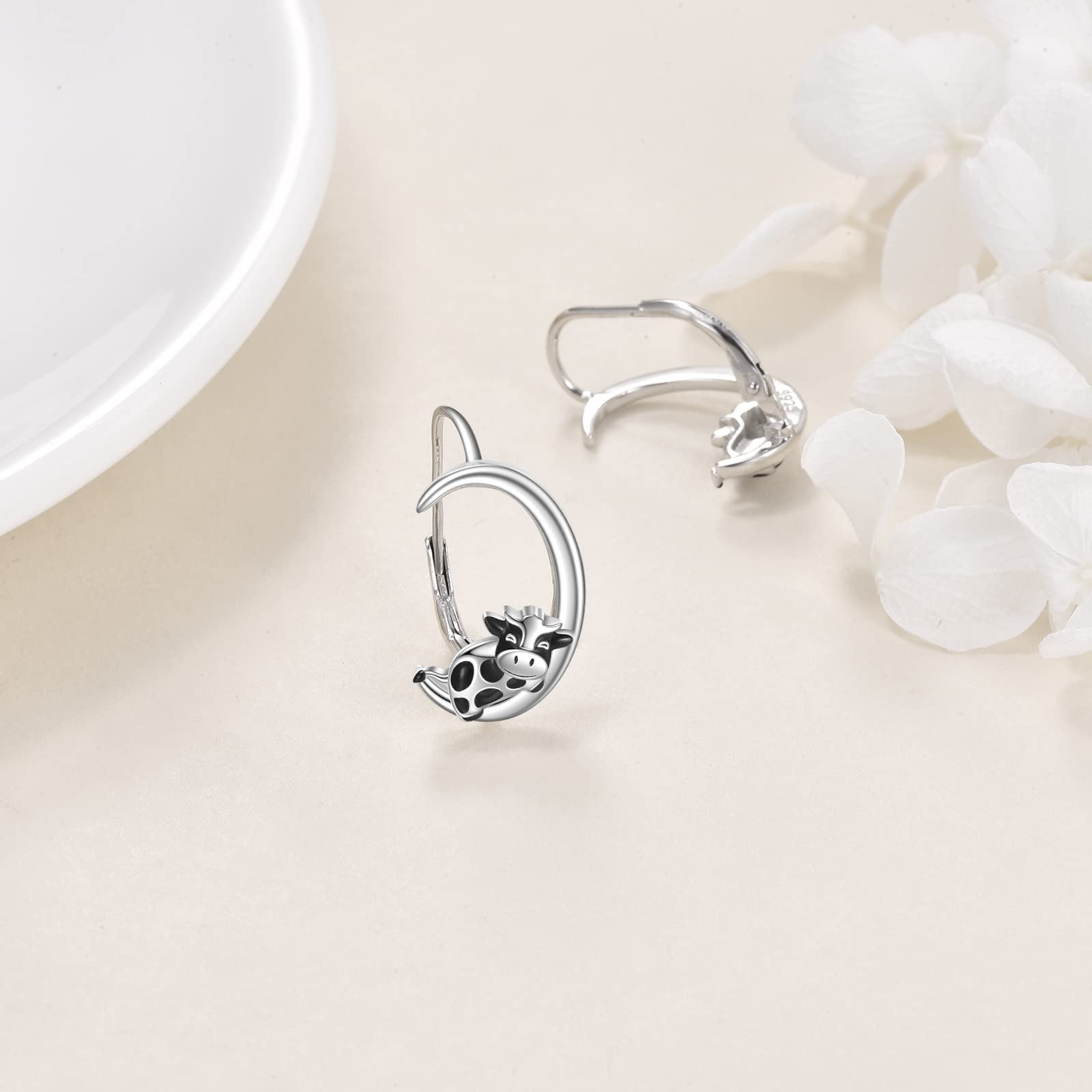 WINNICACA Sterling Silver Moon Animals Leverback Dangle Drop Hoop Earrings for Women - Perfect for Birthday, Anniversary & Christmas Gifts | Elegant Everyday Wear & Special Occasion Jewelry