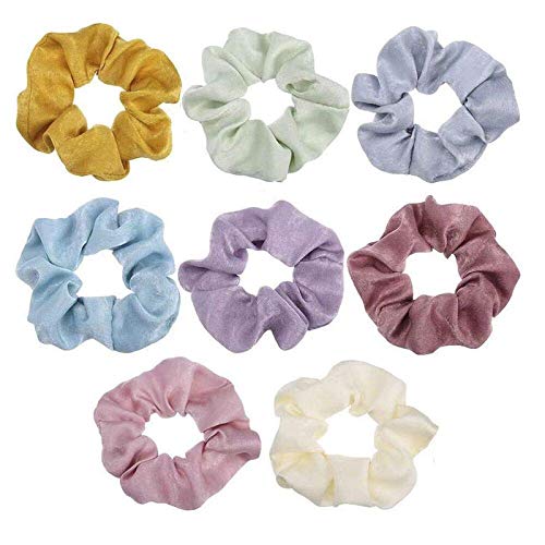 12 Pack Trendy Silk Scrunchies for Women & Girls - Large Soft Hair Ties in Solid & Tie Dye Colors - Ponytail Holders, Wrist Wraps & Bun Accessories for Dance, Work & Everyday Hairstyles