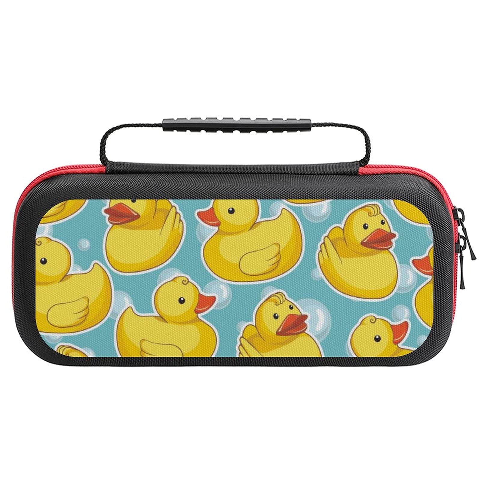 Cute Yellow Duck Printed Travel Case for Nintendo Switch Lite & Accessories - Waterproof Portable Storage Bag for Gaming, Commuting, and Outdoor Adventures