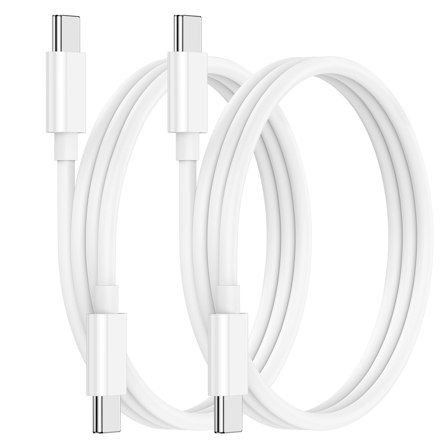2 Pack 60W USB C to USB C Cable 1M Fast Charging Cord - Compatible with iPhone 16/15/Pro/Max/Mini, MacBook Air/Pro, Samsung Galaxy S23+/S23/S22+/S22/S21+/S21 - Perfect for Home, Office & Travel Charging