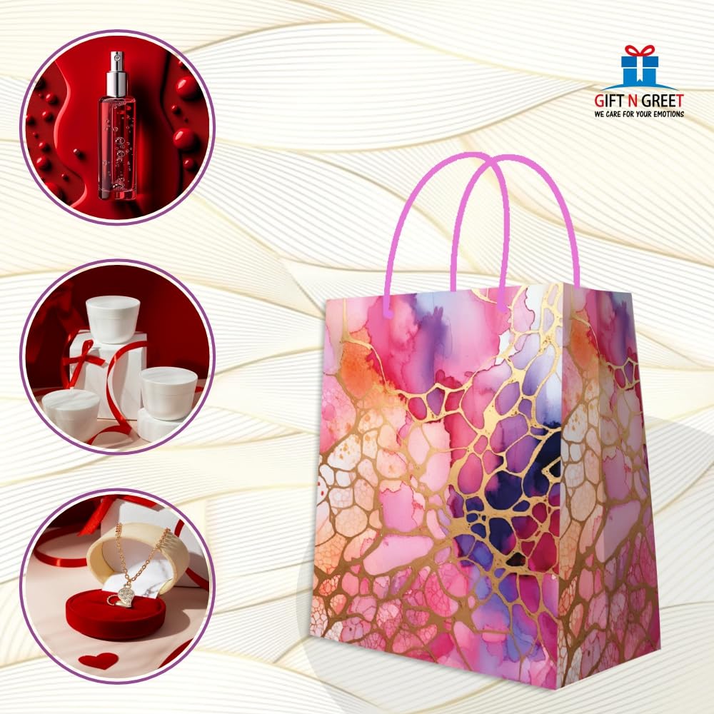 Premium Matte Marble Party Favor Bags - 15x9x19cm Small Gift Bags for Weddings, Birthdays & Holidays (Pack of 5) | Elegant Party Decor & Present Wrapping Solution